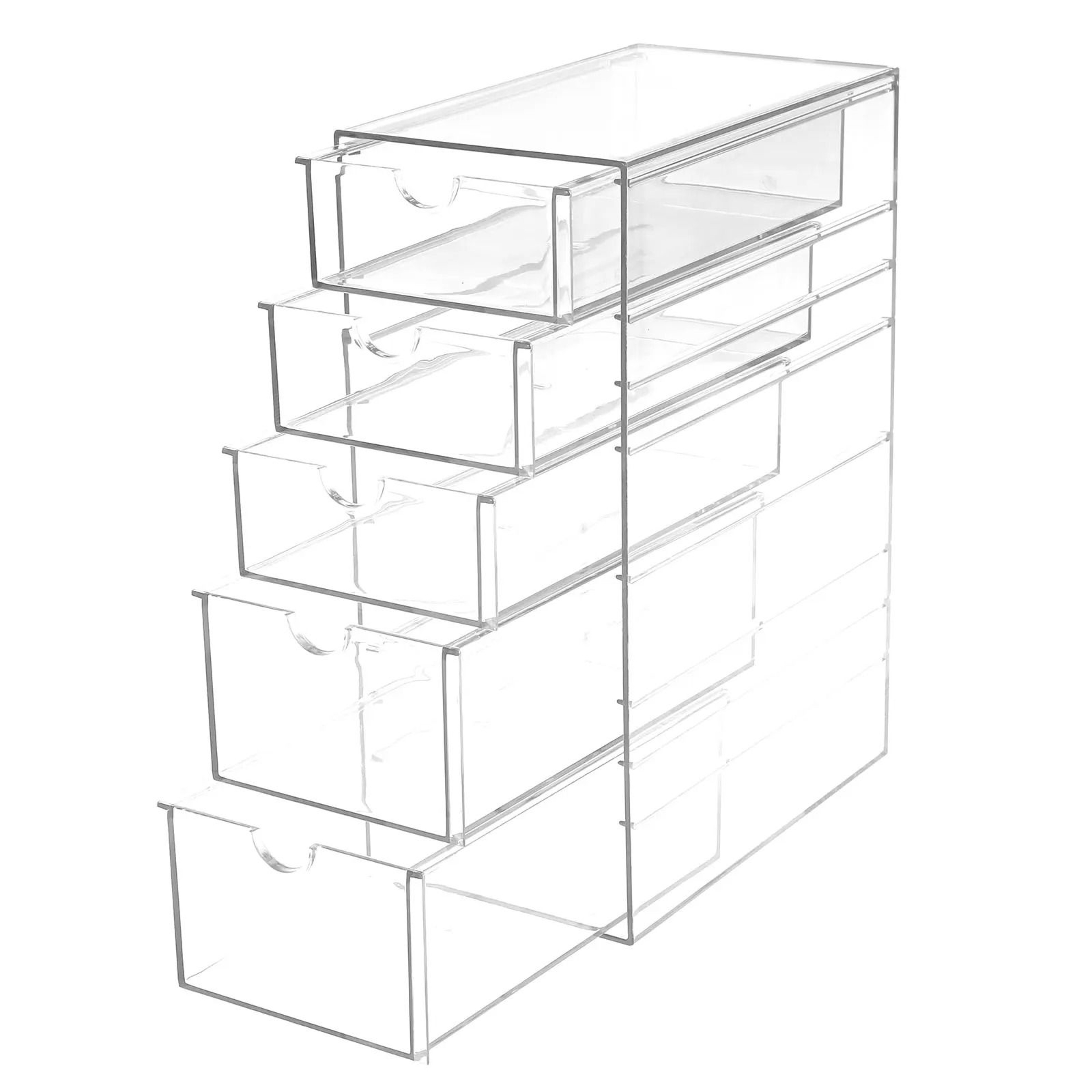 Clear Acrylic Tiered Drawer Organizer  Desktop Storage Box 8