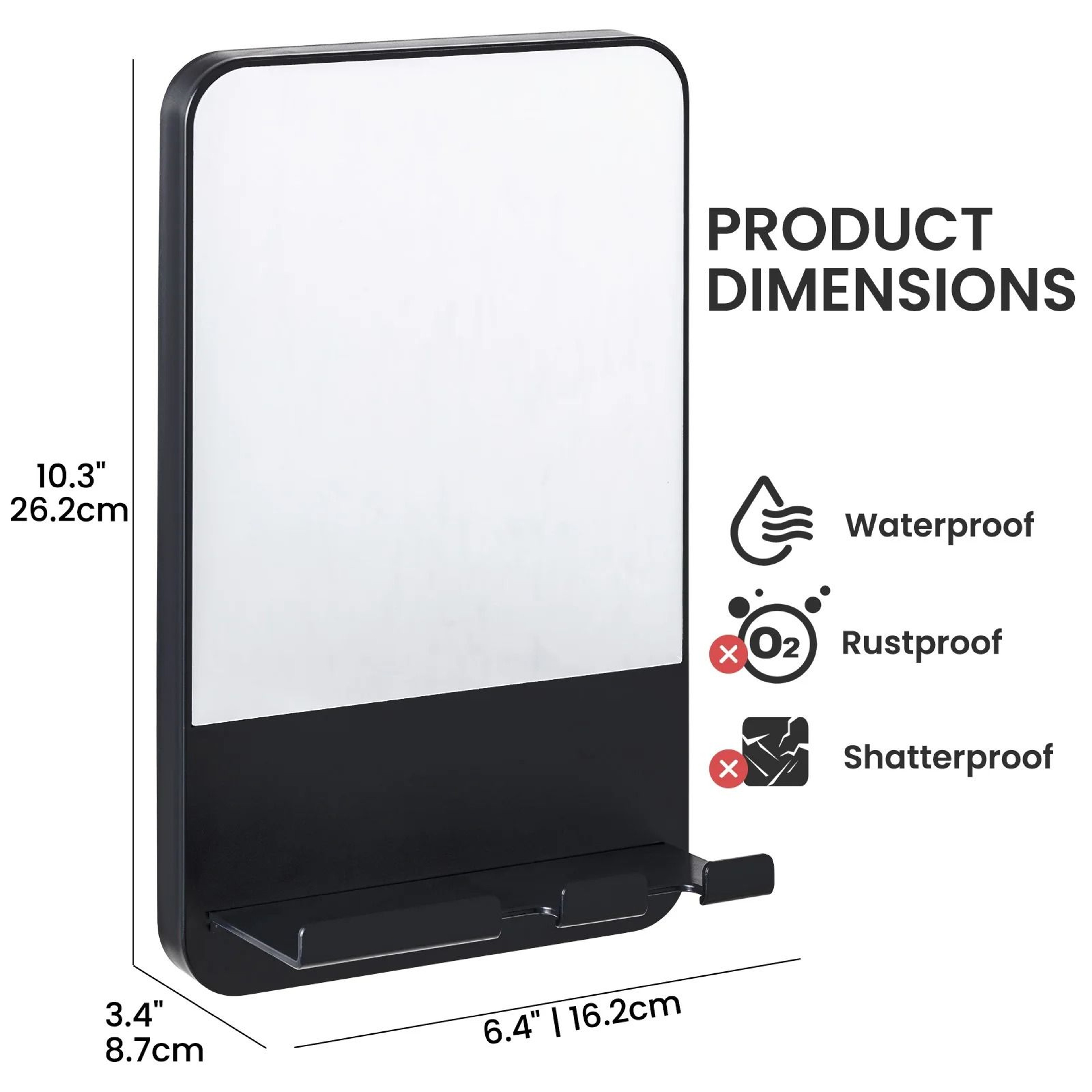 Fogless Shower Mirror With Razor Holder  Vacuum Suction Cup 7