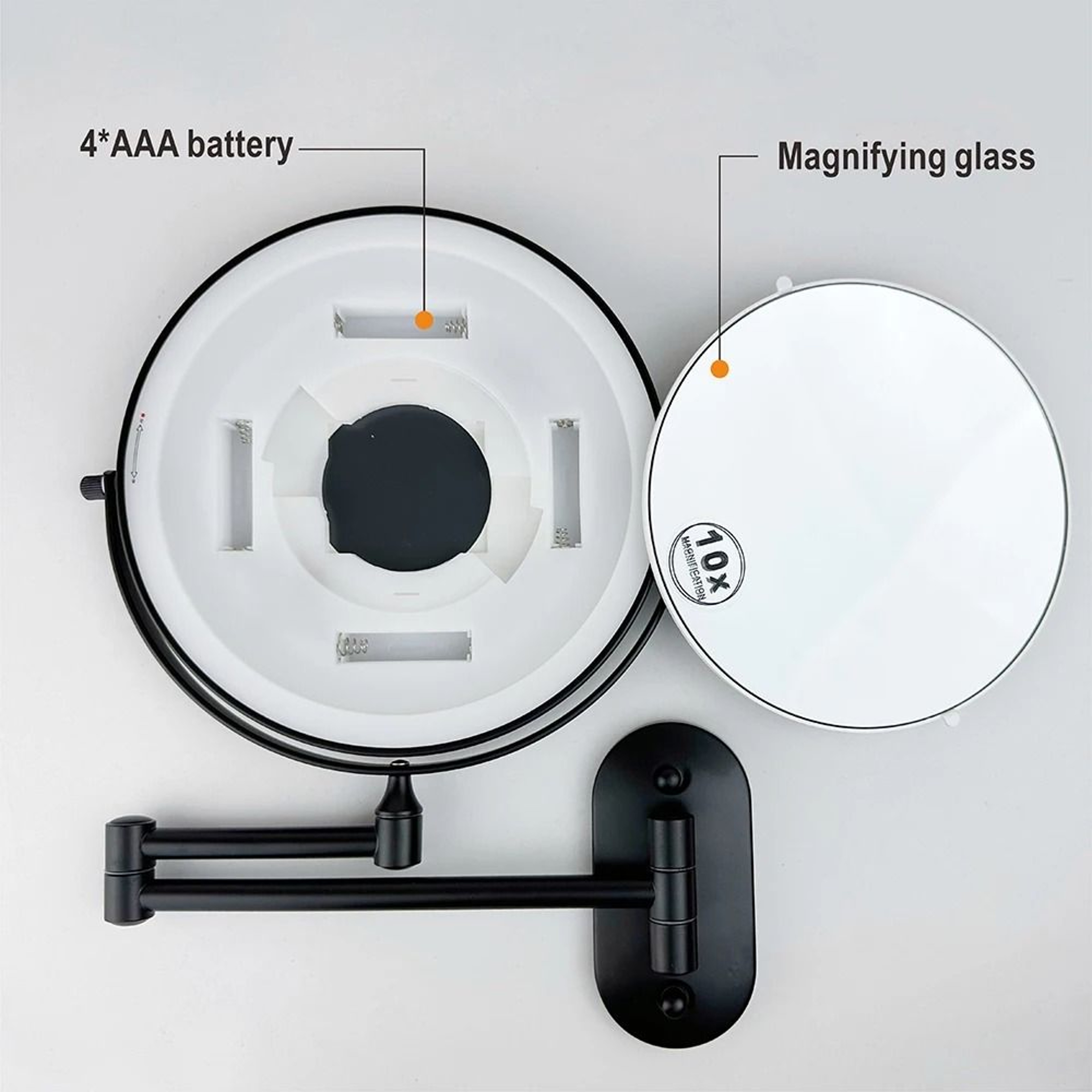 8Inch WallMounted Lighted Makeup Mirror With 10x Magnification 3