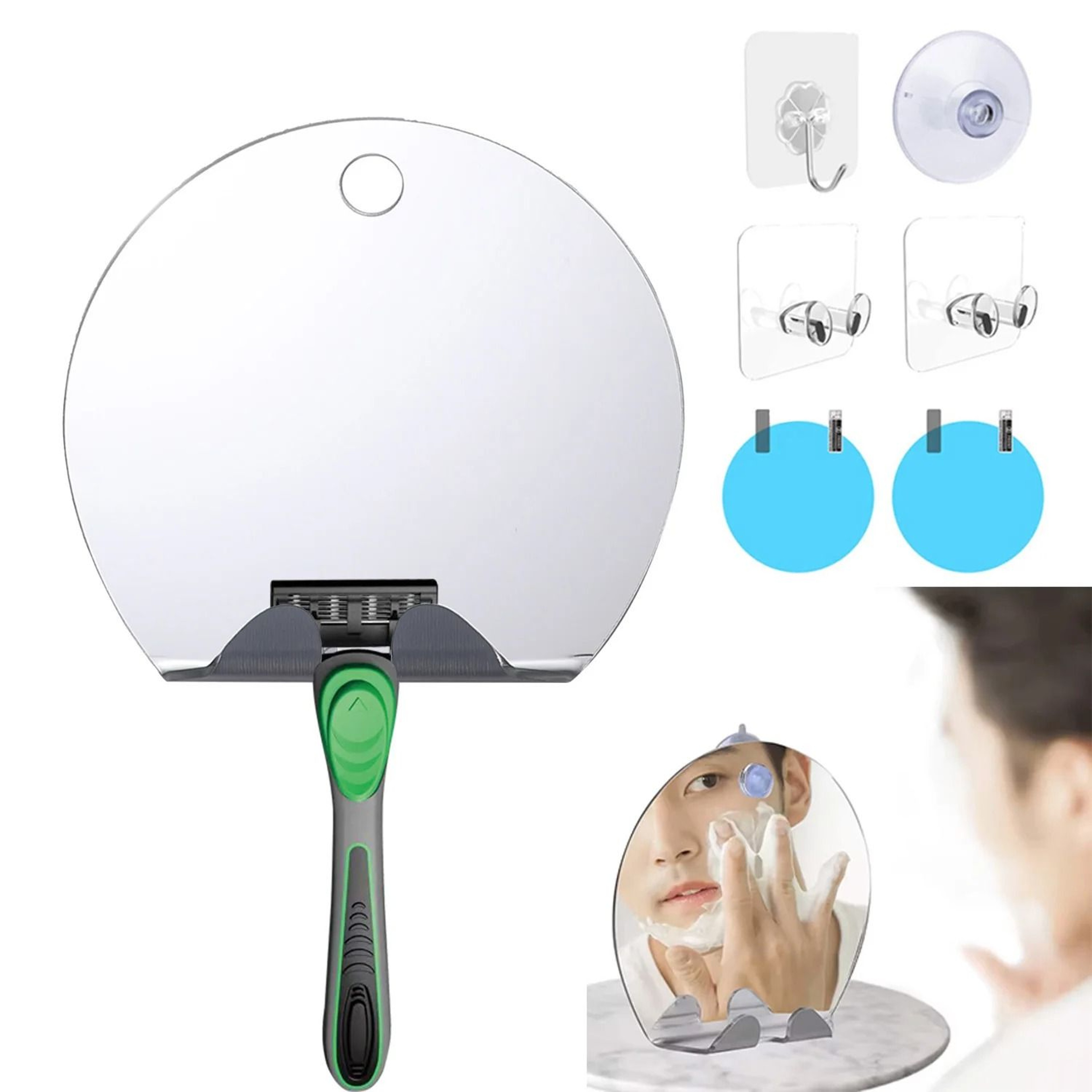 Acrylic Fogless Shower Mirror Set With Wall Suction Cup 2