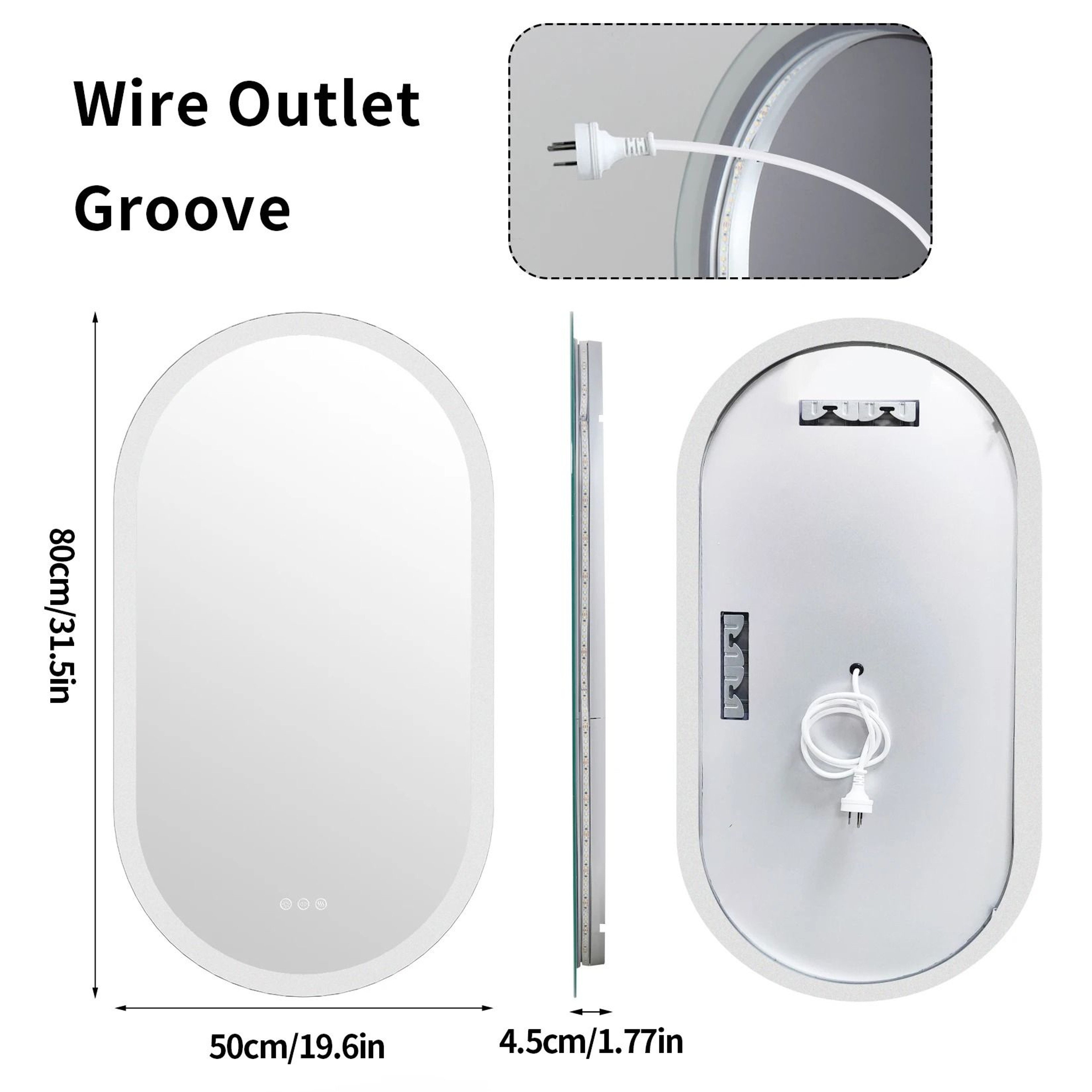 Frameless Oval Backlit LED Bathroom Vanity Mirror With Defogger 7