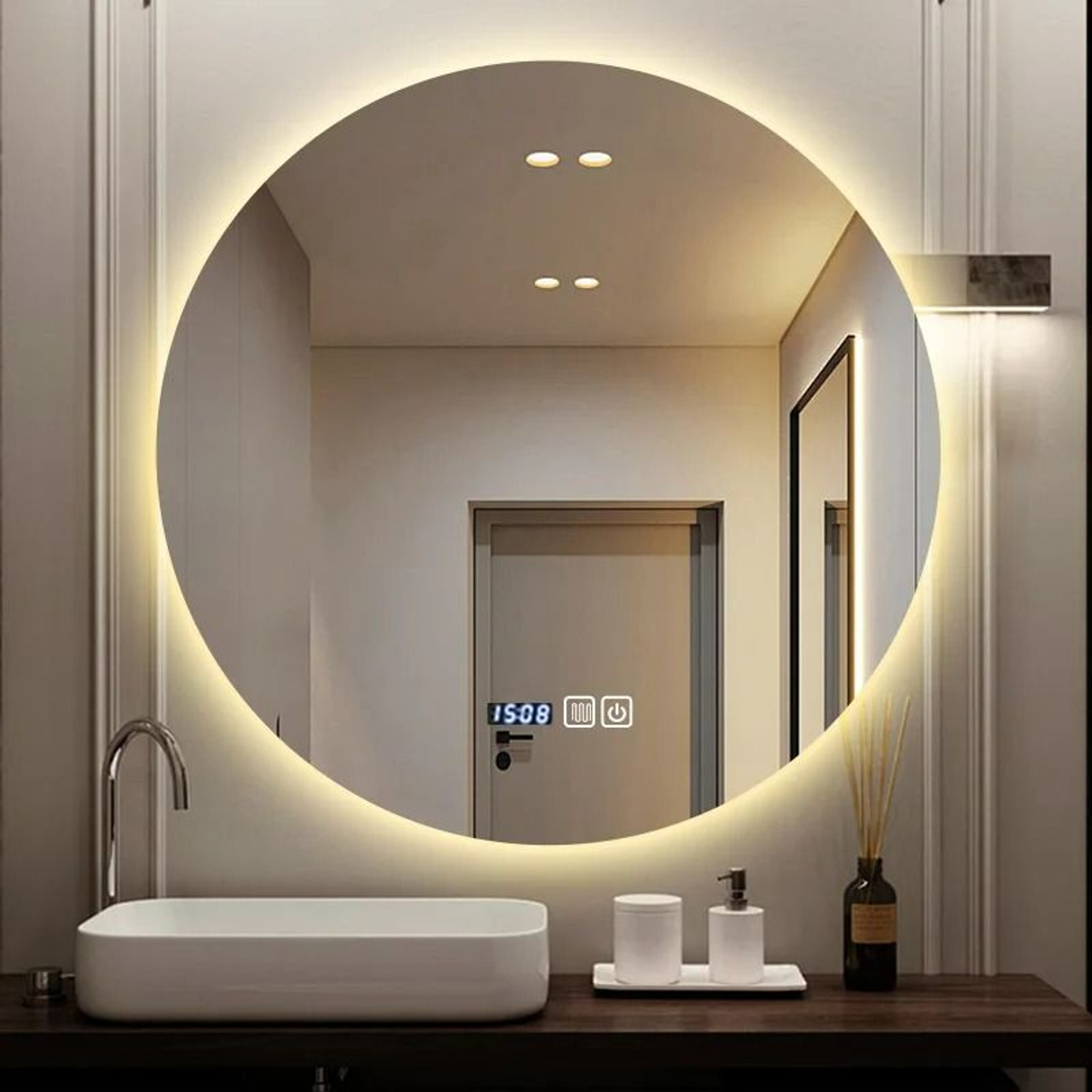 Round Smart LED Backlit Bathroom Mirror 1