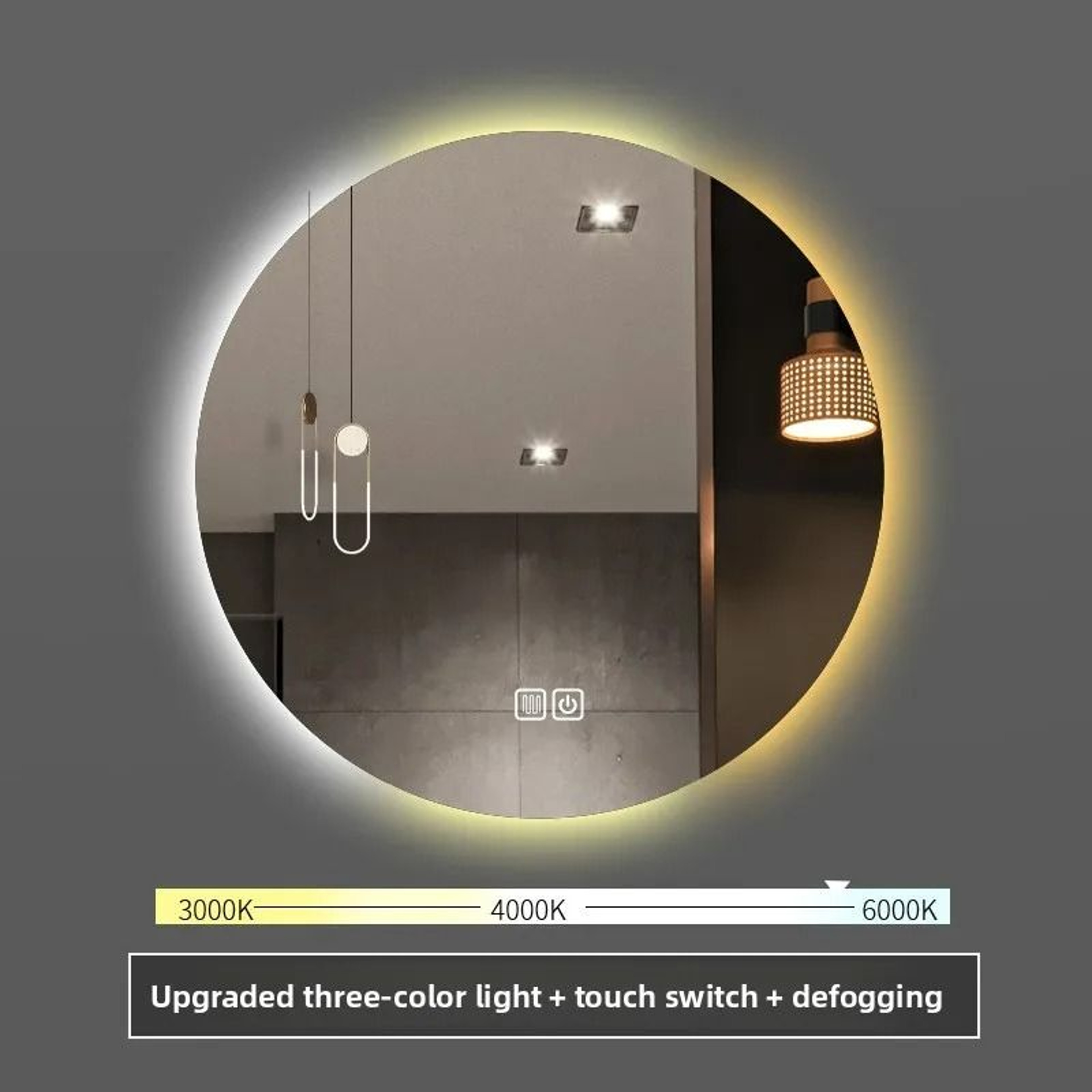 Round Smart LED Backlit Bathroom Mirror 8