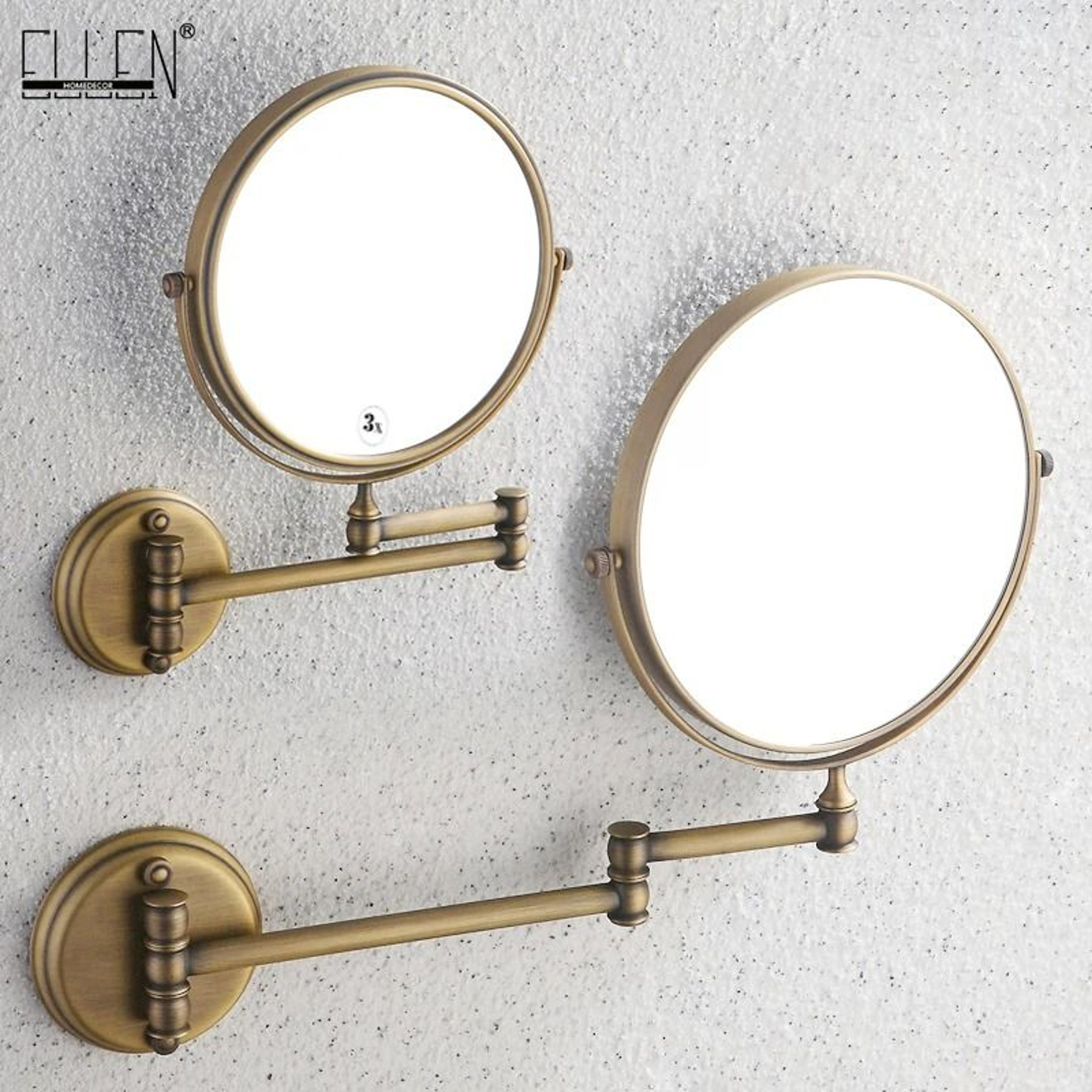 Antique Bronze WallMounted DualSided Magnifying Bathroom Mirror 3