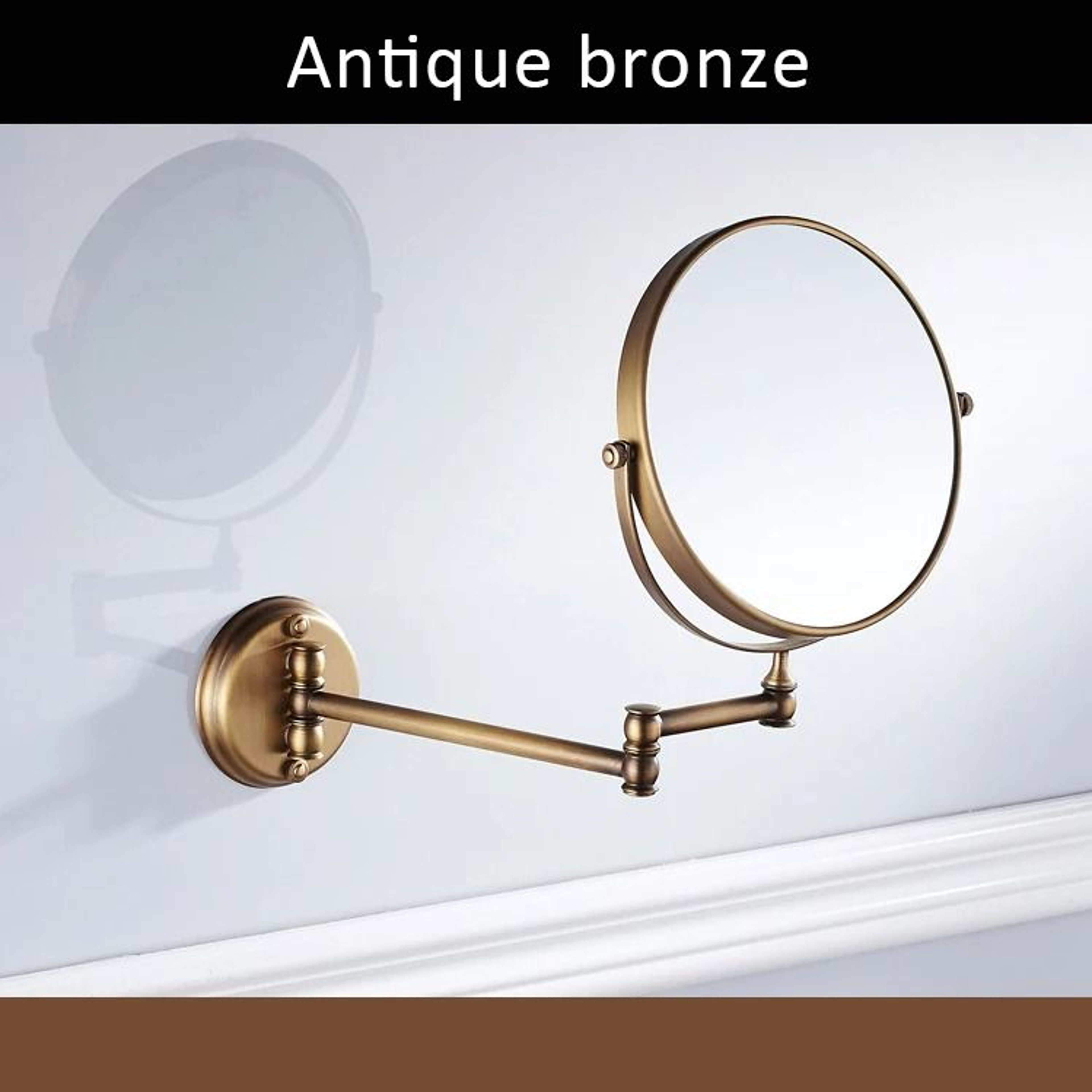 Antique Bronze WallMounted DualSided Magnifying Bathroom Mirror 7