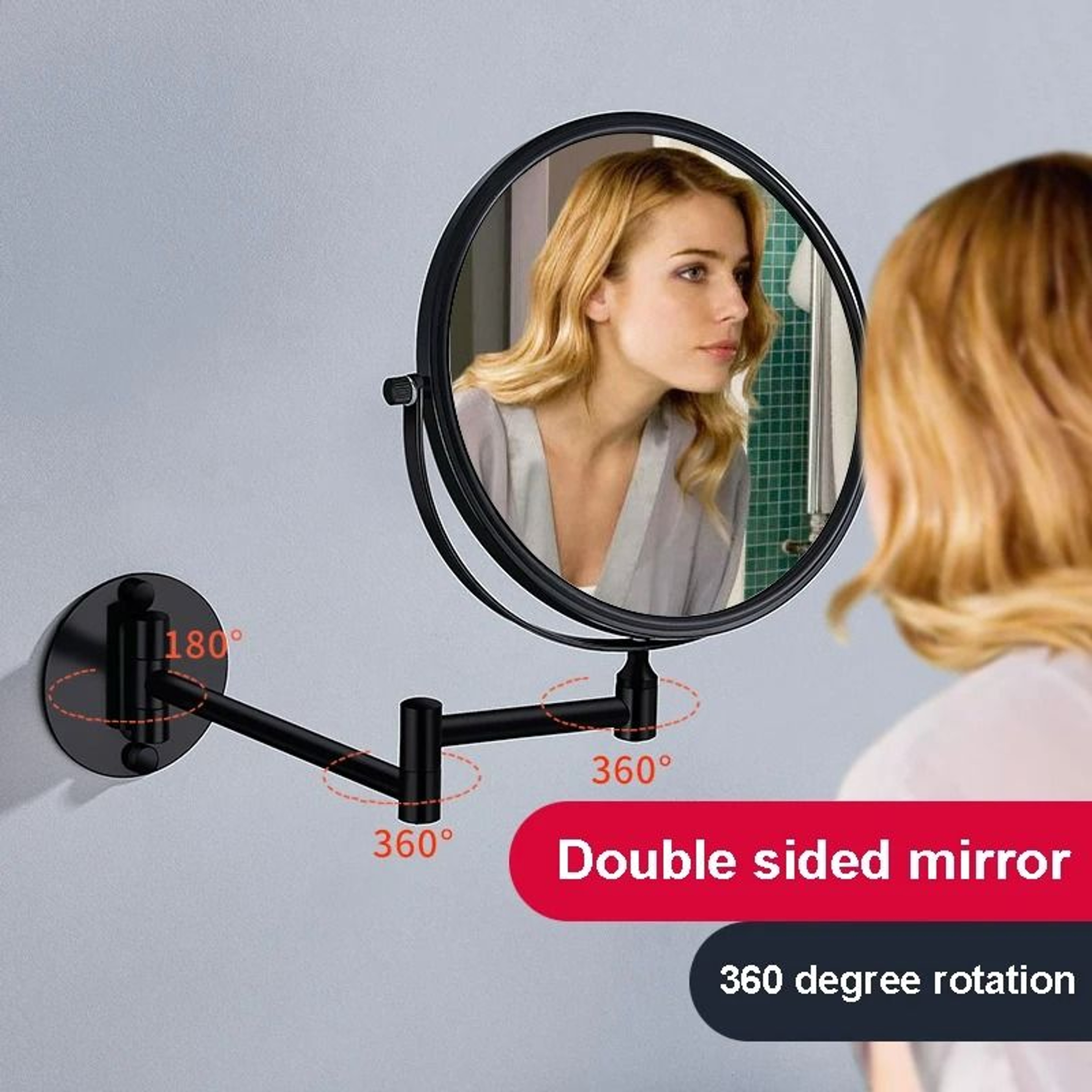 DualSided Rotating WallMounted Vanity Mirror With Extendable Arm 1