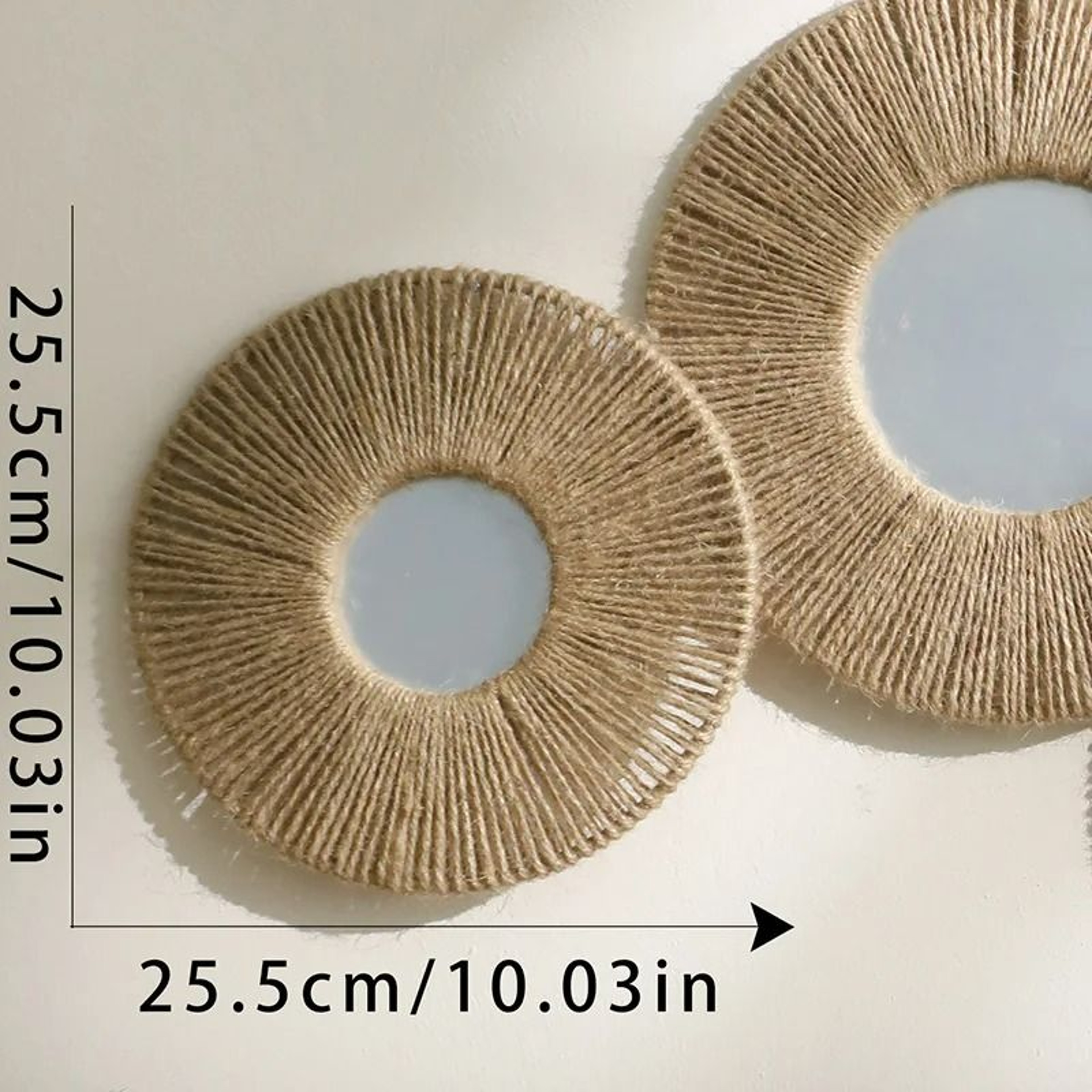 Boho Round Decorative Wall Mirror With Natural Hemp Rope 6