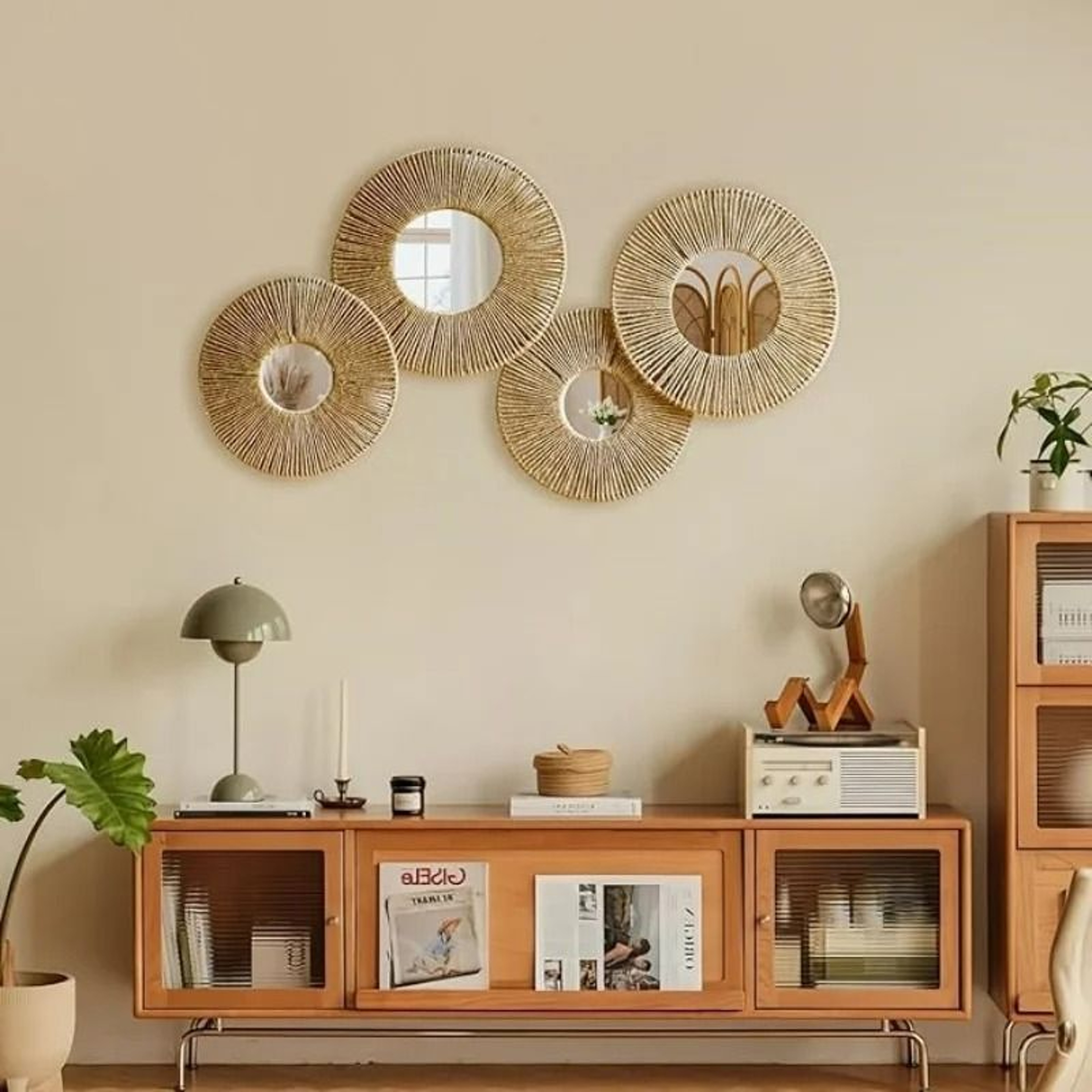 Boho Round Decorative Wall Mirror With Natural Hemp Rope 3
