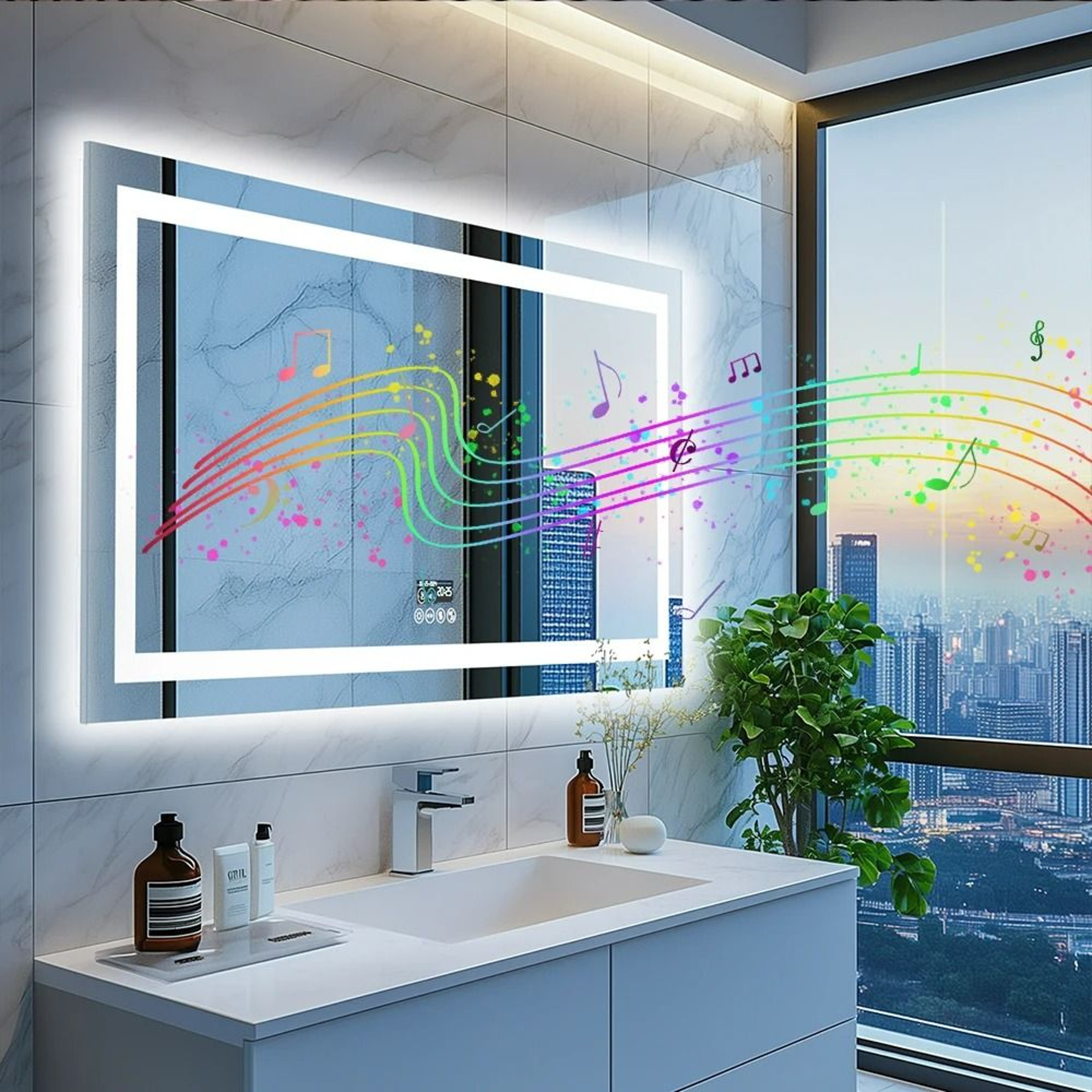 Wisfor Smart LED Bathroom Vanity Mirror With Bluetooth  Digital Display 9