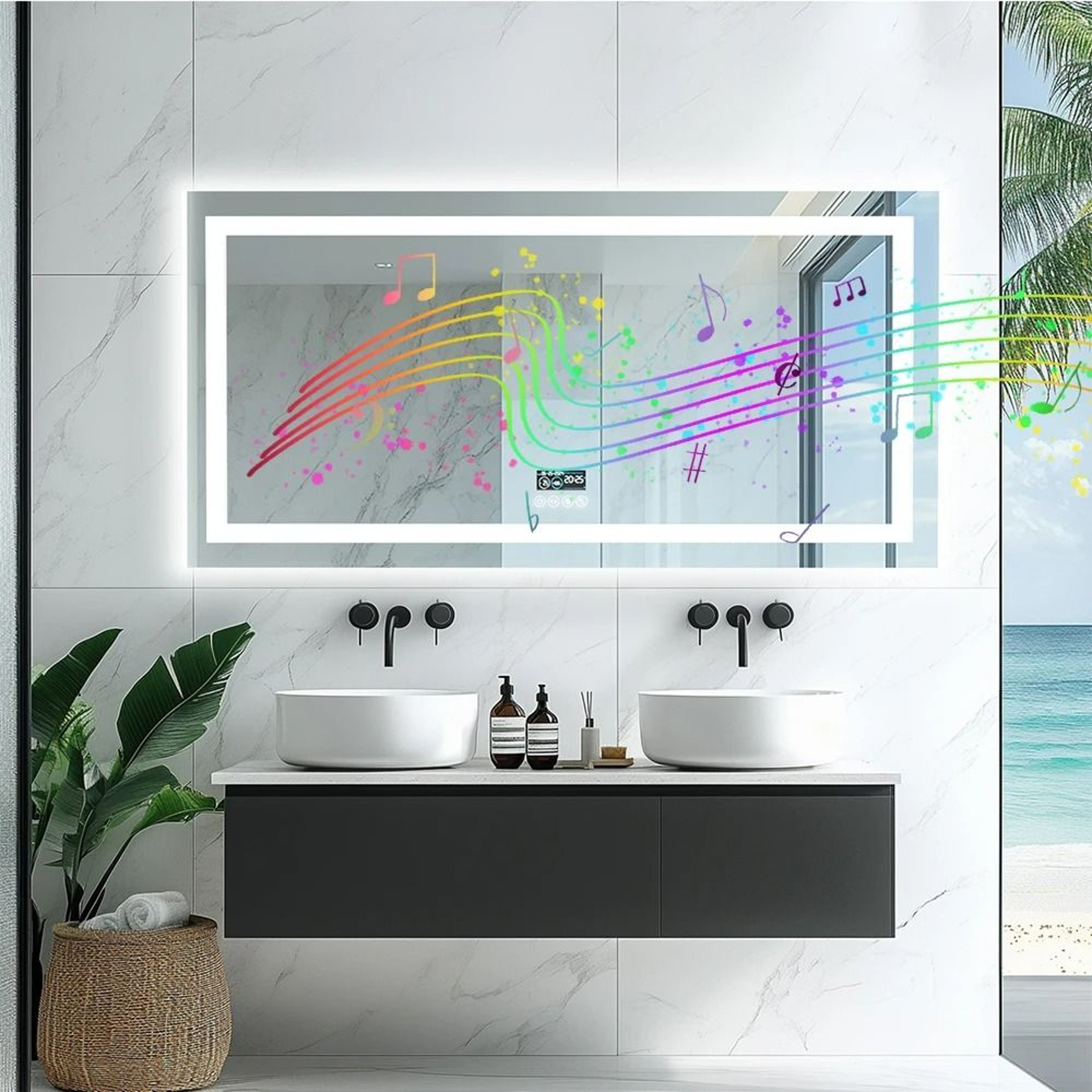 Wisfor Smart LED Bathroom Vanity Mirror With Bluetooth  Digital Display 8