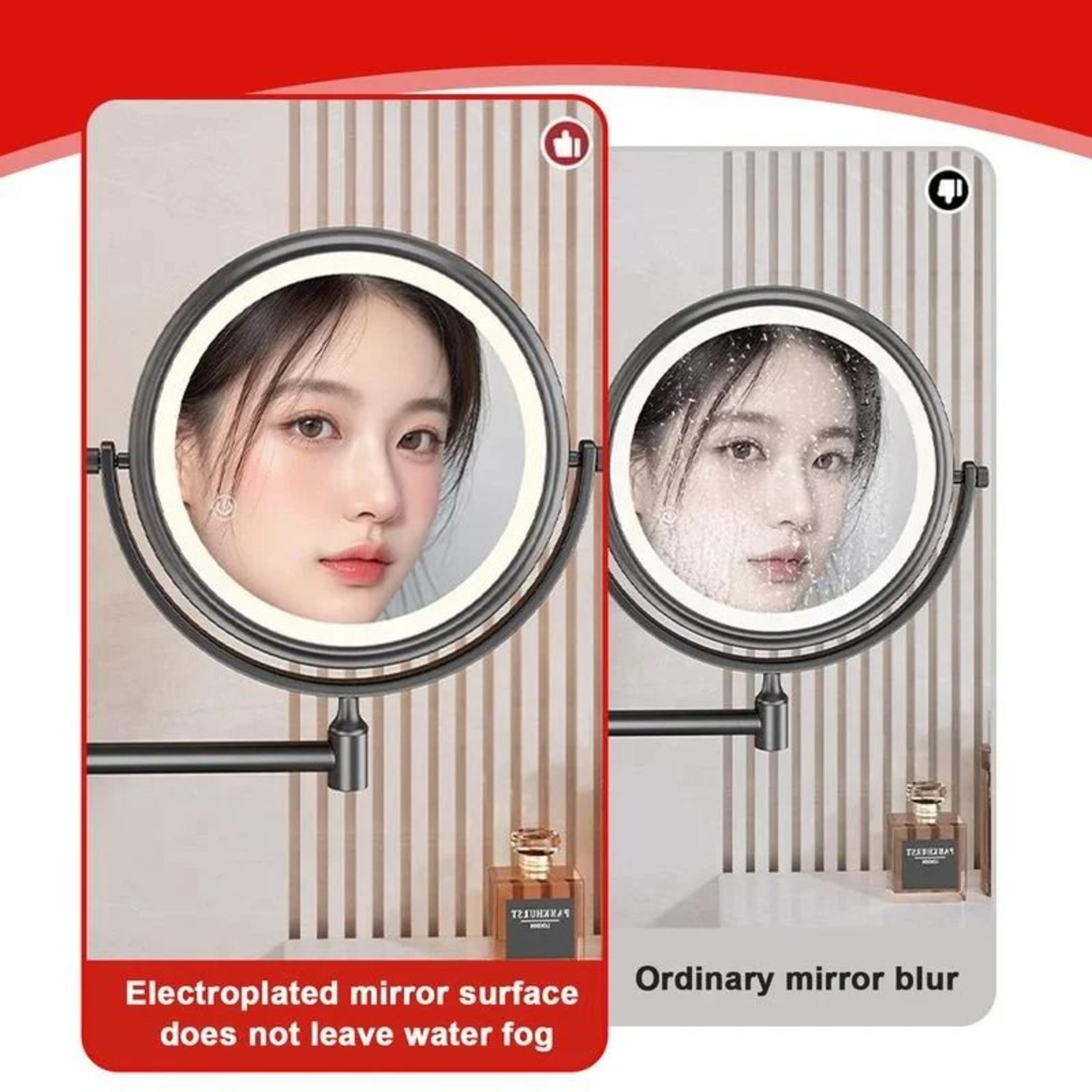 LED Lighted WallMounted Extendable Vanity Mirror With 3x Magnification 4