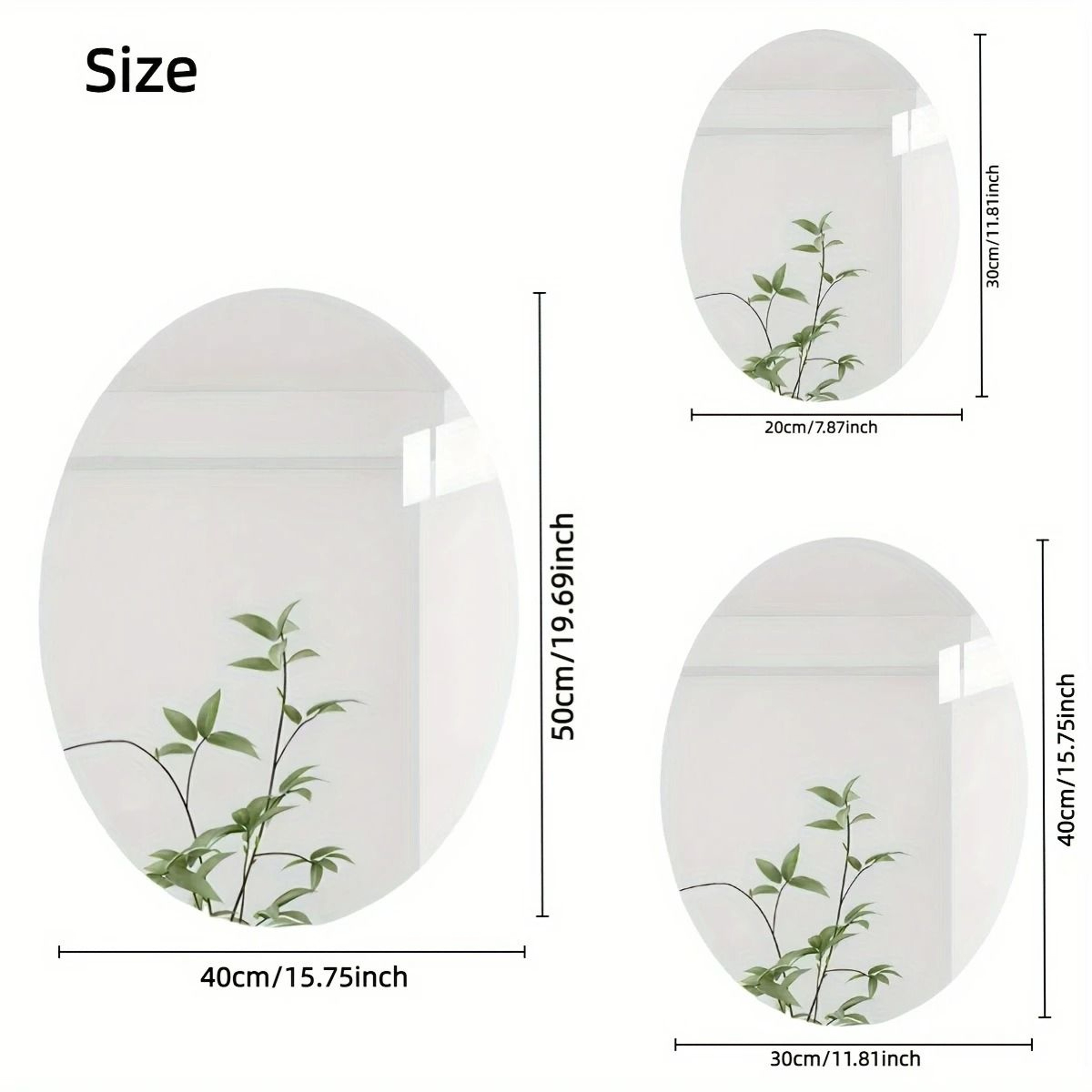 2D Irregular Oval SelfAdhesive Shatterproof Acrylic Wall Mirror 10
