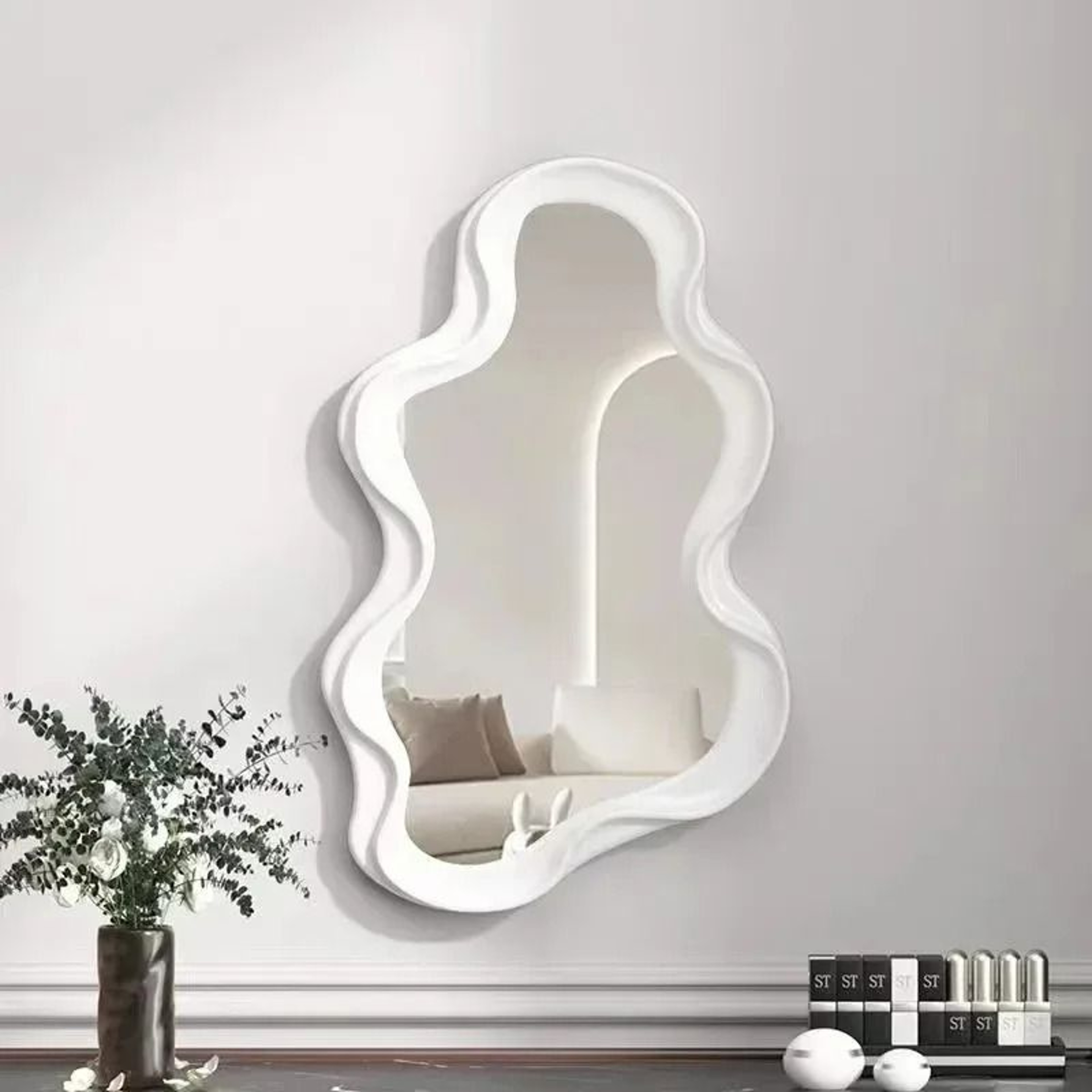 Irregular CloudShaped Waterproof Vanity Mirror WallMounted  Tabletop DualUse 2
