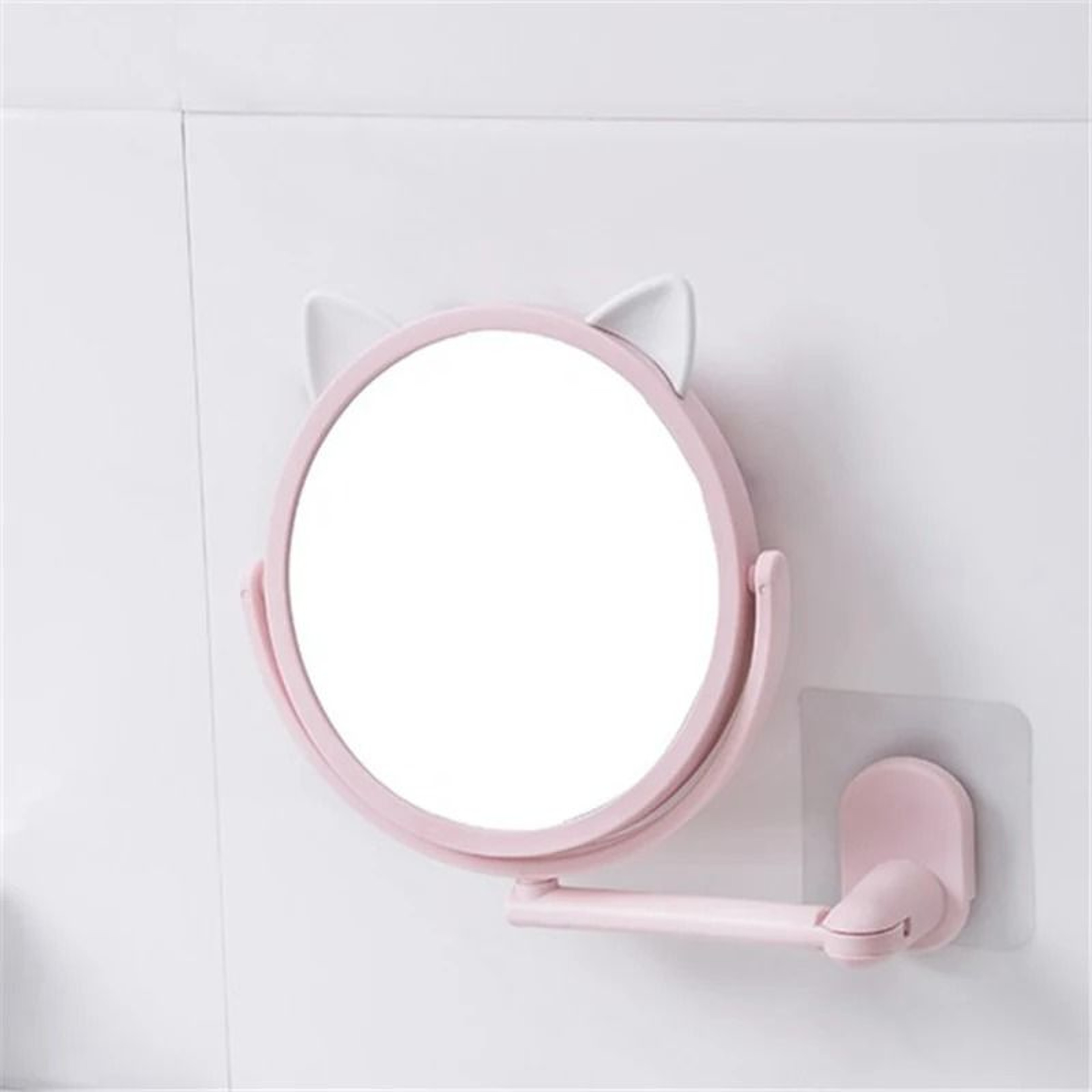 DrillFree Cat Ear WallMounted Folding Extension Makeup Mirror 1