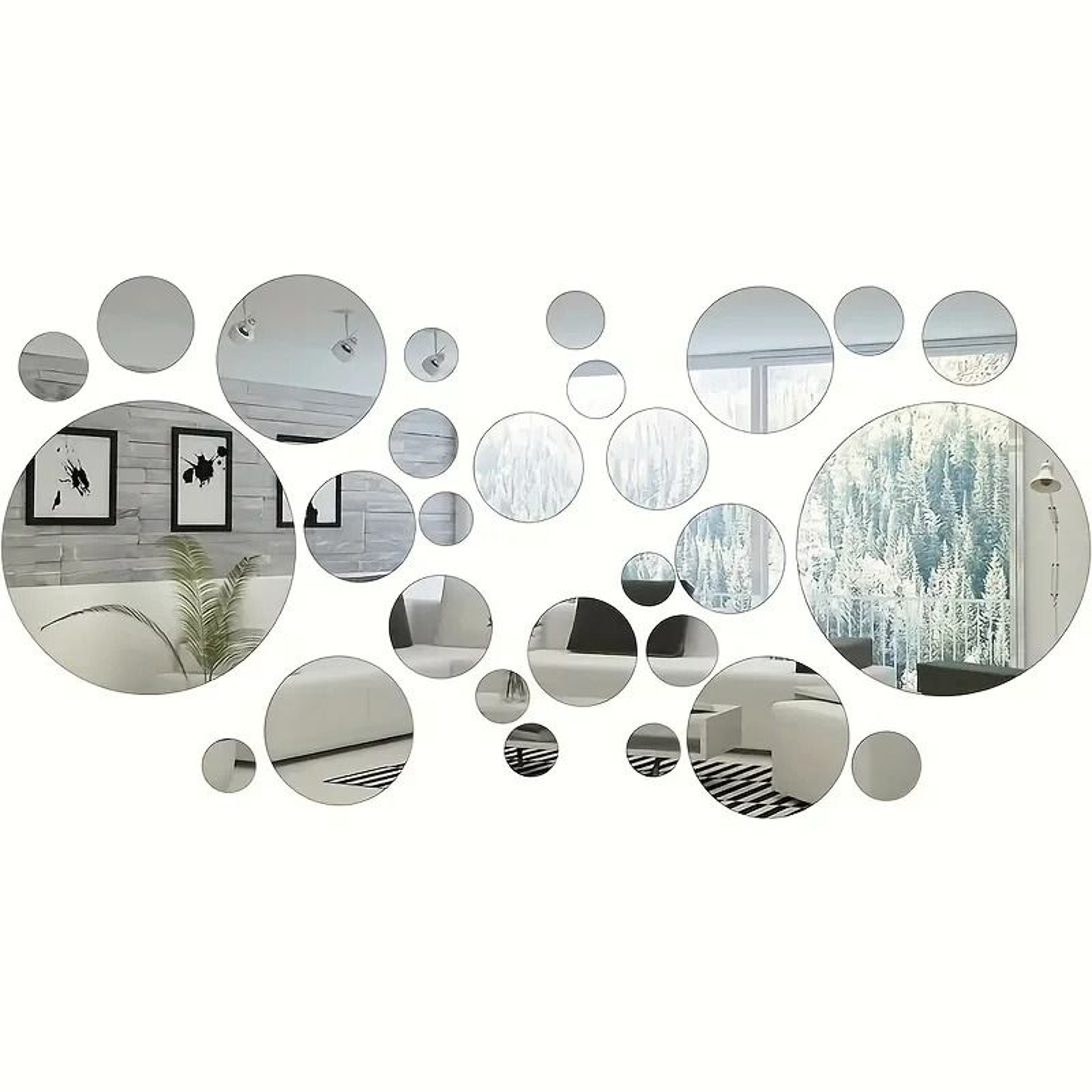 33Piece Round SelfAdhesive Acrylic Mirror Wall Decal Set 1