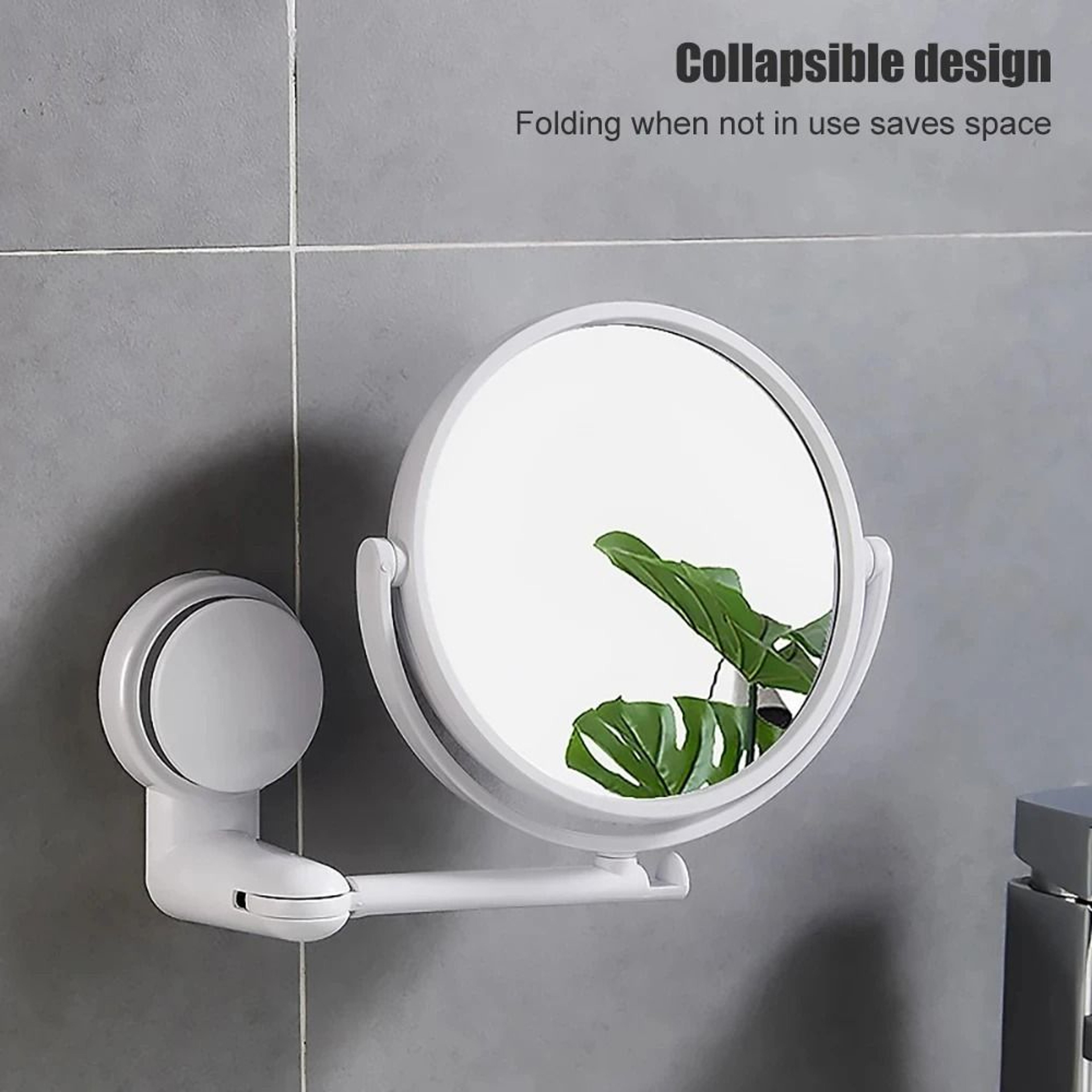 DrillFree DualSided Extendable Swivel Suction Arm Makeup Mirror 3