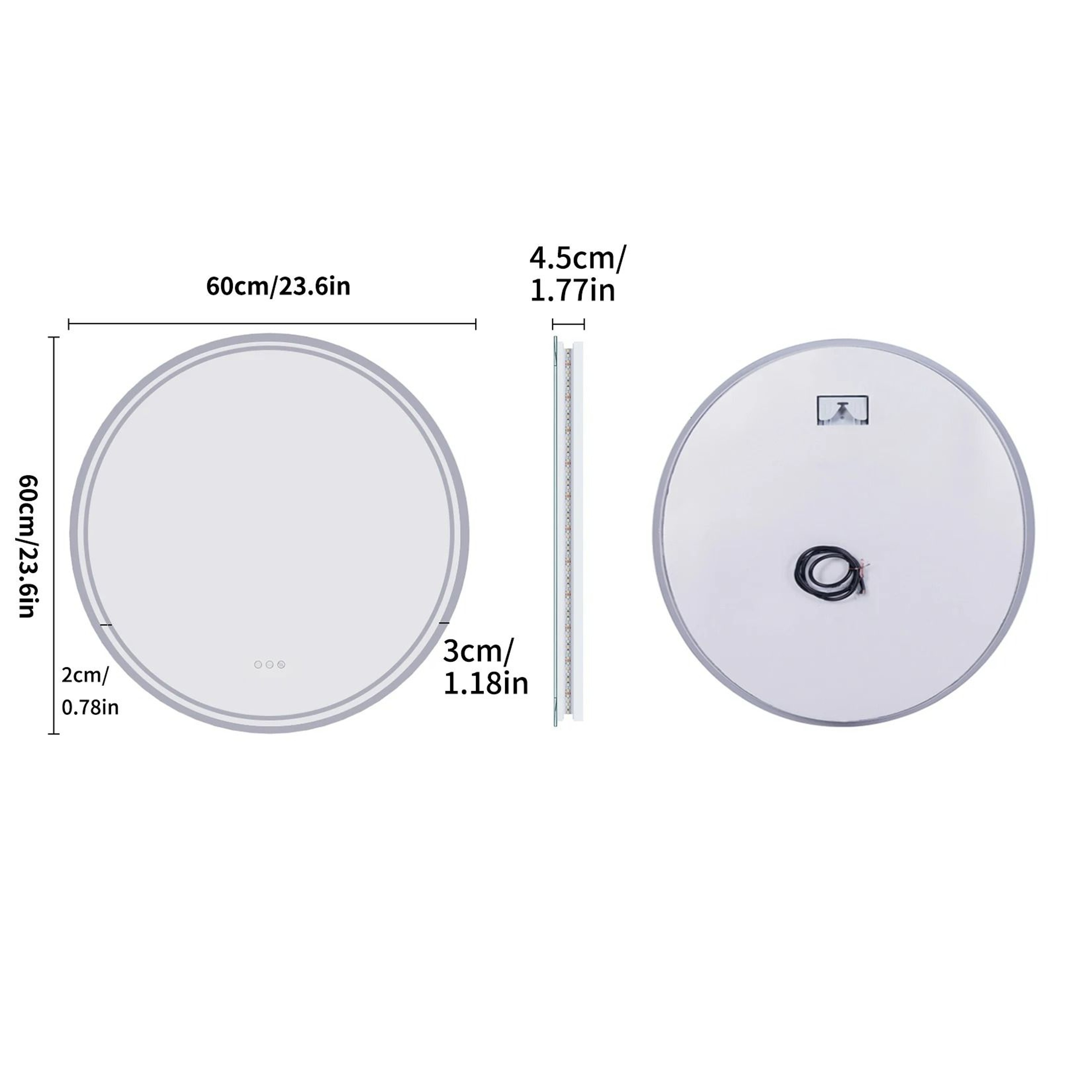 Large Round Smart LED Bathroom Vanity Mirror With Defogger 8