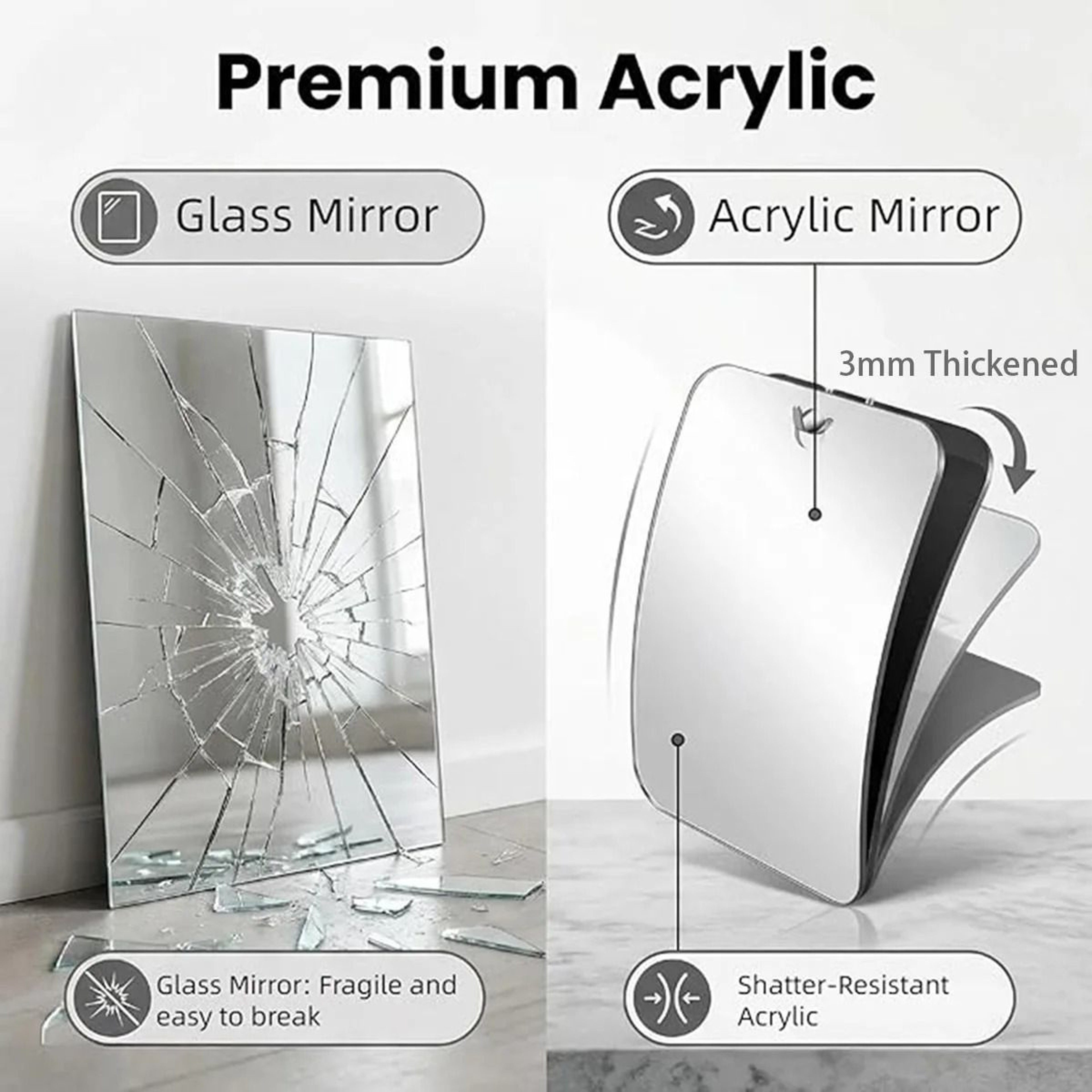 Portable Suction Cup Acrylic Shower Mirror For Shaving  Makeup 5