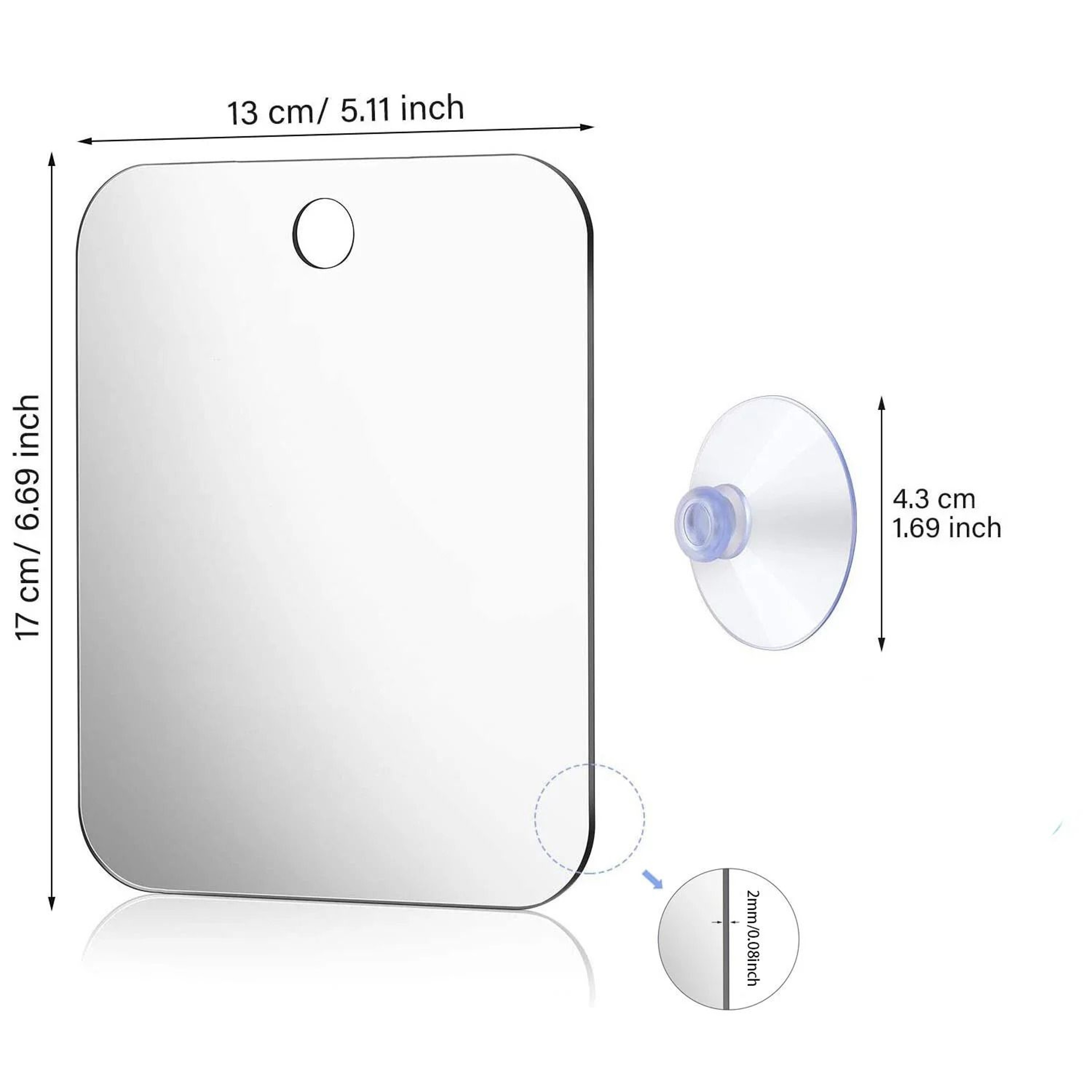 Portable Suction Cup Acrylic Shower Mirror For Shaving  Makeup 7