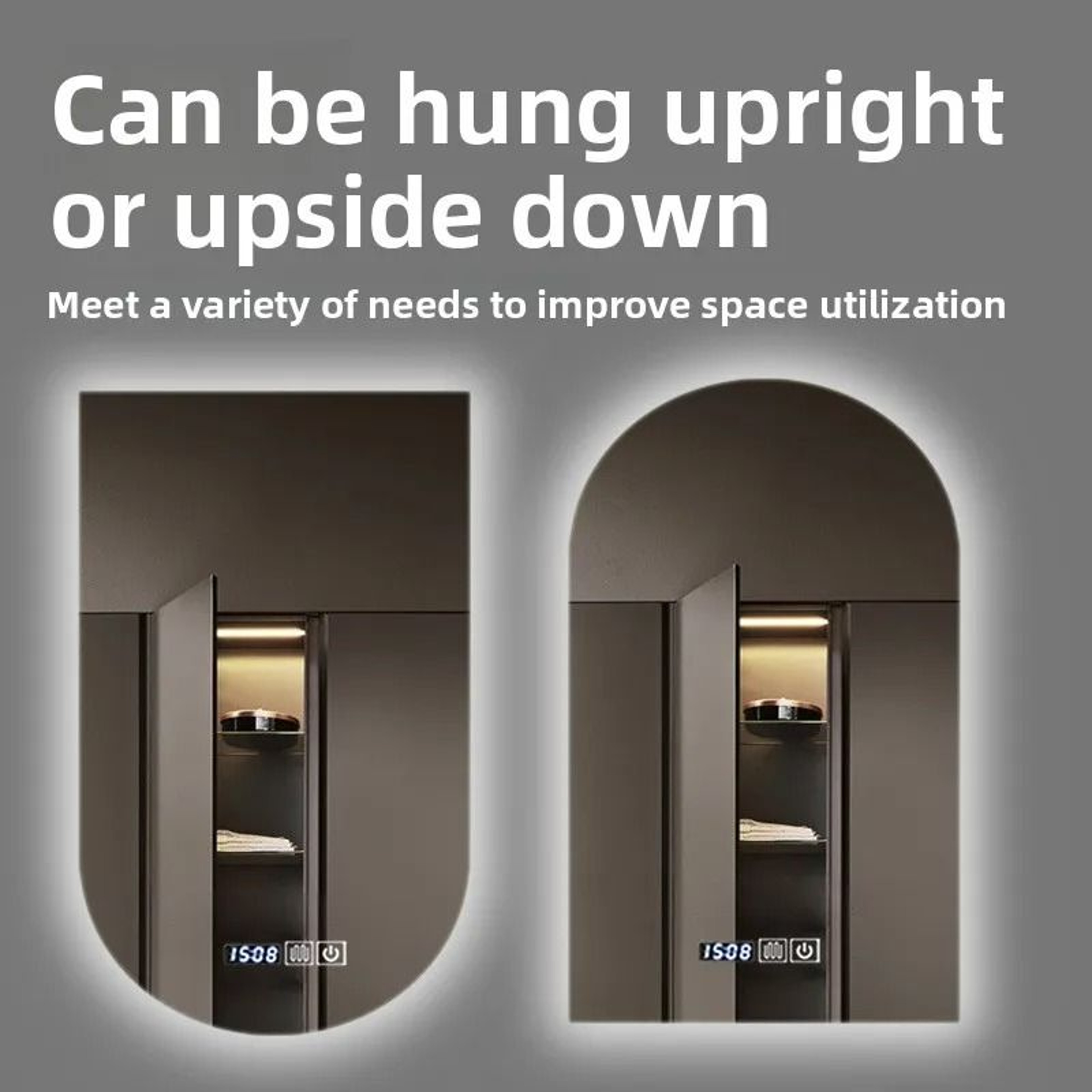 Arch UShaped Smart LED Bathroom Vanity Mirror With Ambient Backlighting 1