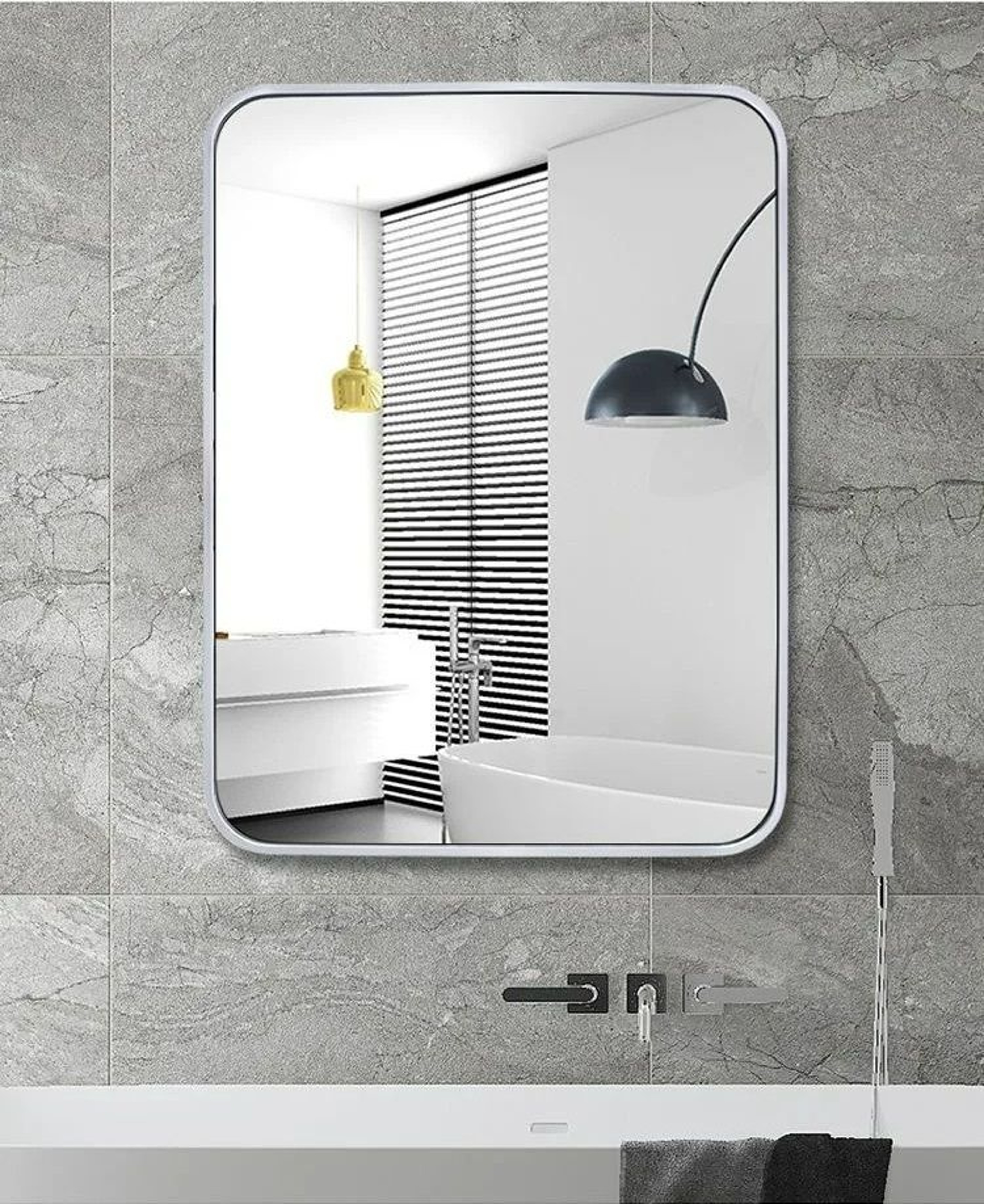 Modern Aluminum Framed Rectangular Wall Mirror 6