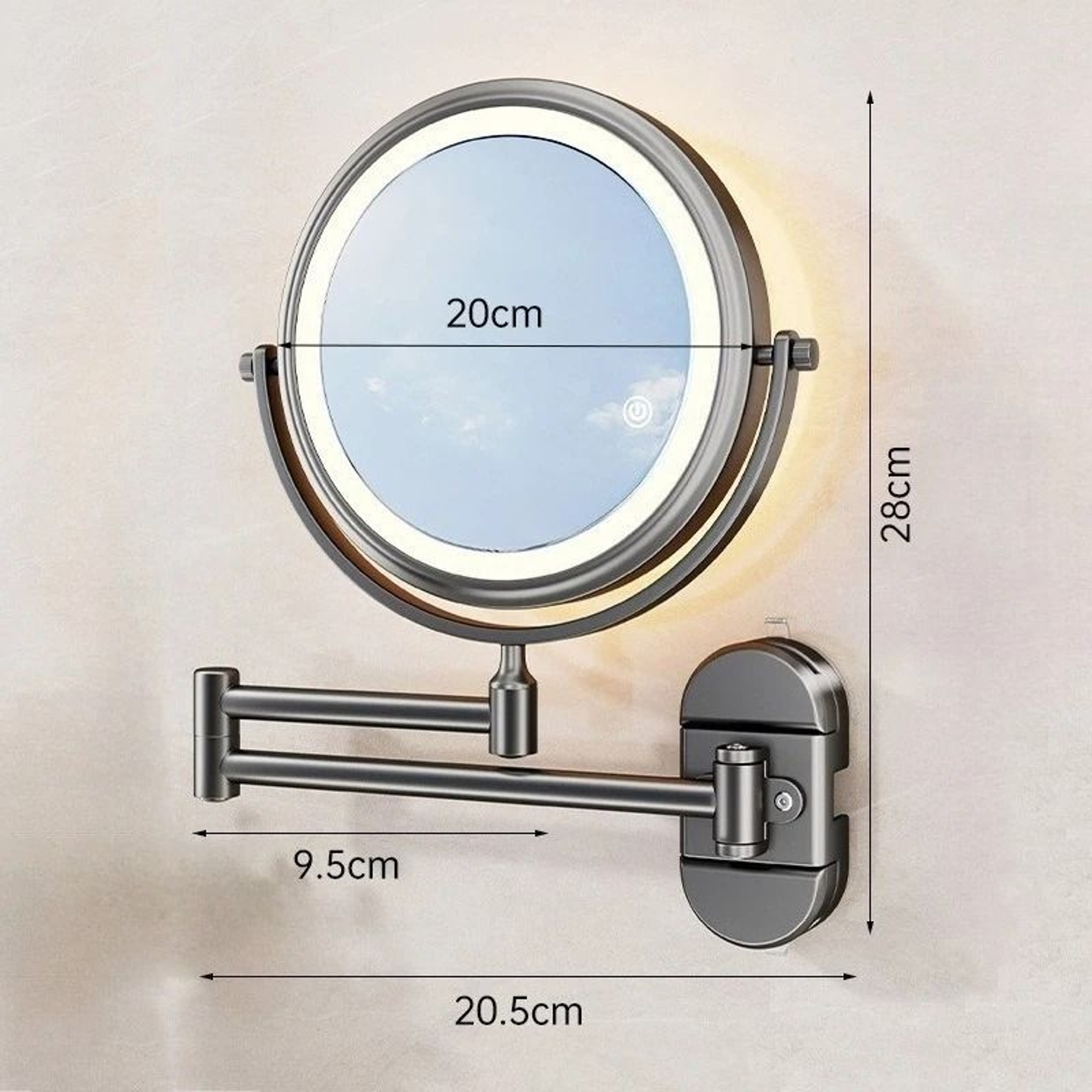 Folding DualSided Illuminated Wall Mirror With Rechargeable Battery  Suction Mount 7