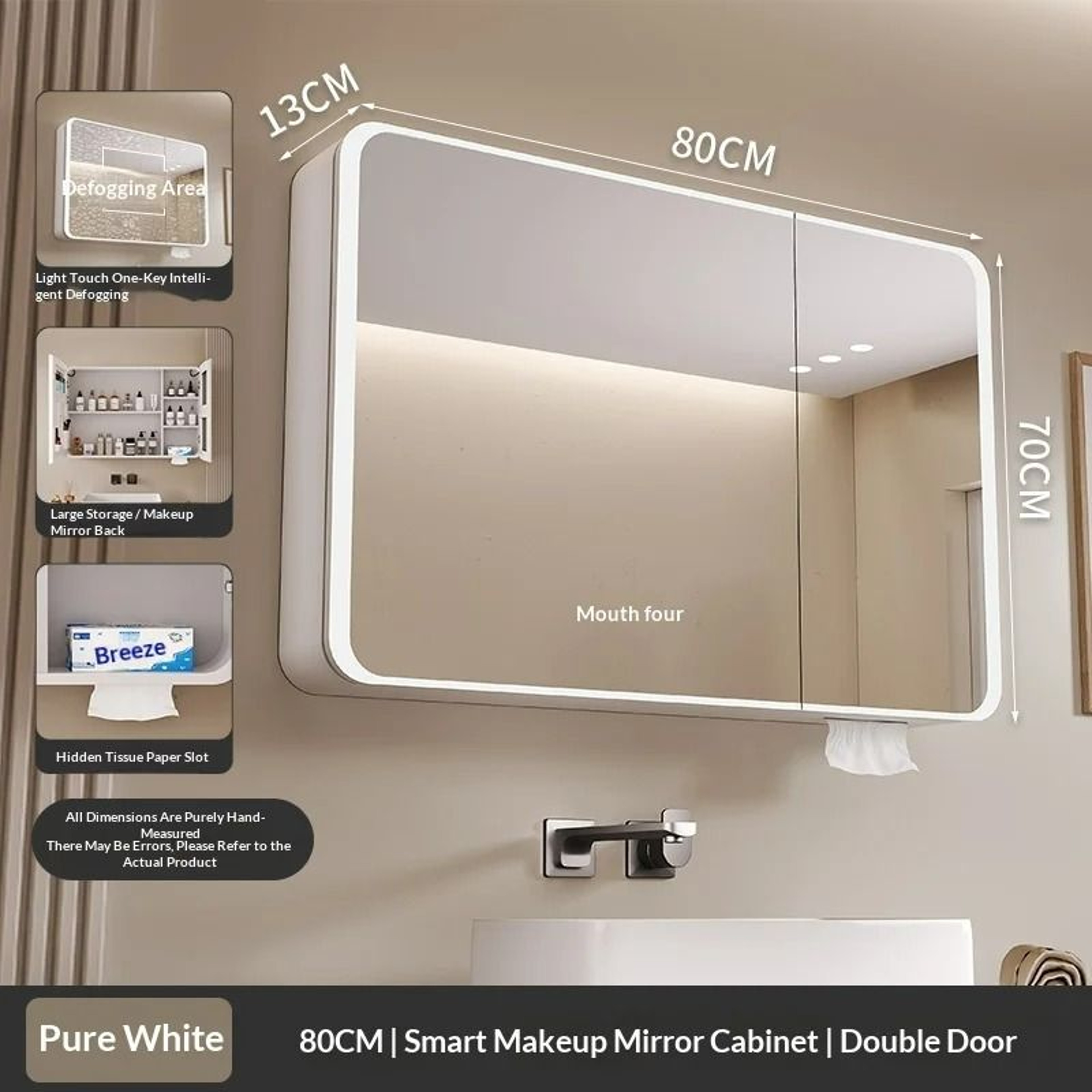 Smart LED Bathroom Vanity Mirror With Defogger  Dimmable Touch Control 10