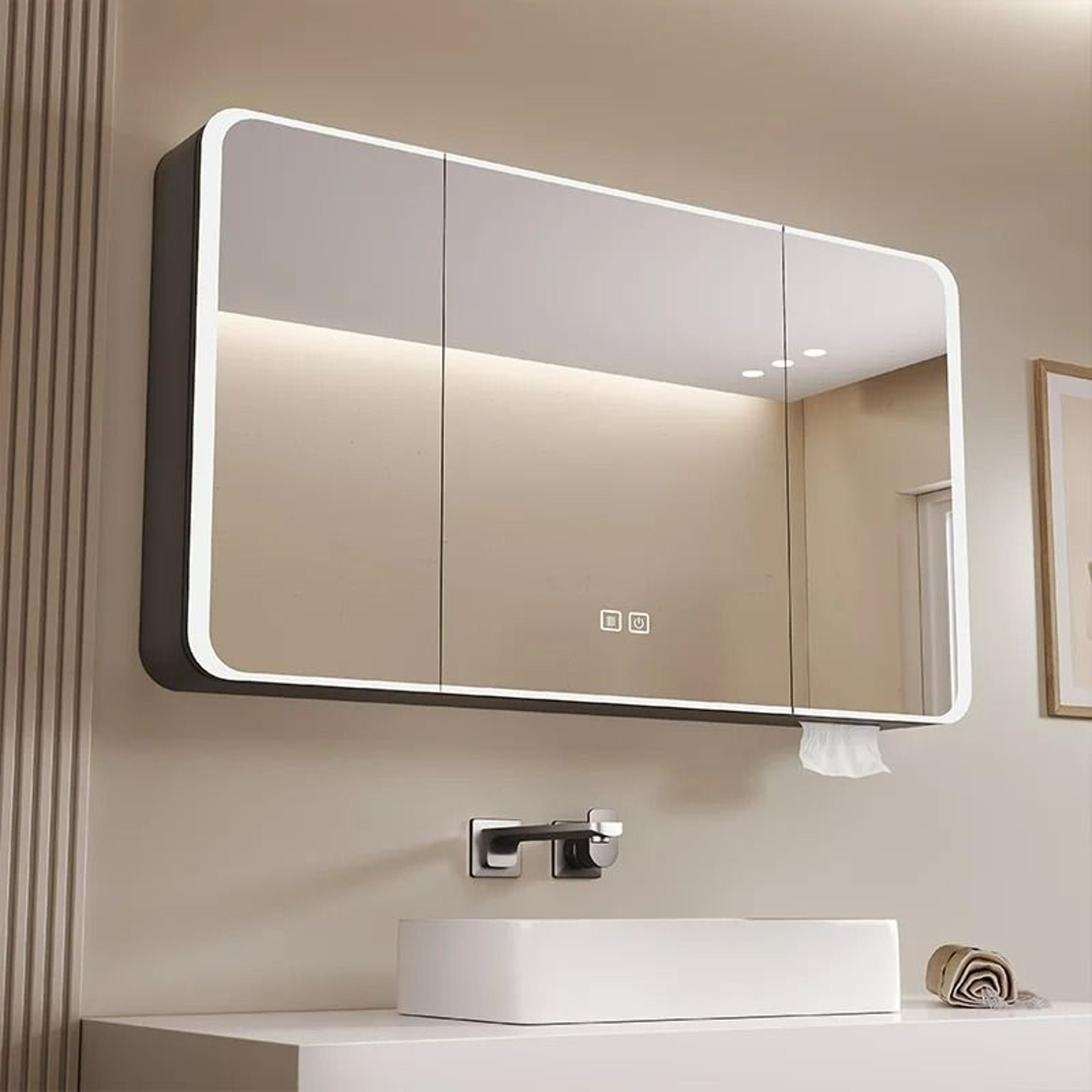 Smart LED Bathroom Vanity Mirror With Defogger  Dimmable Touch Control 0