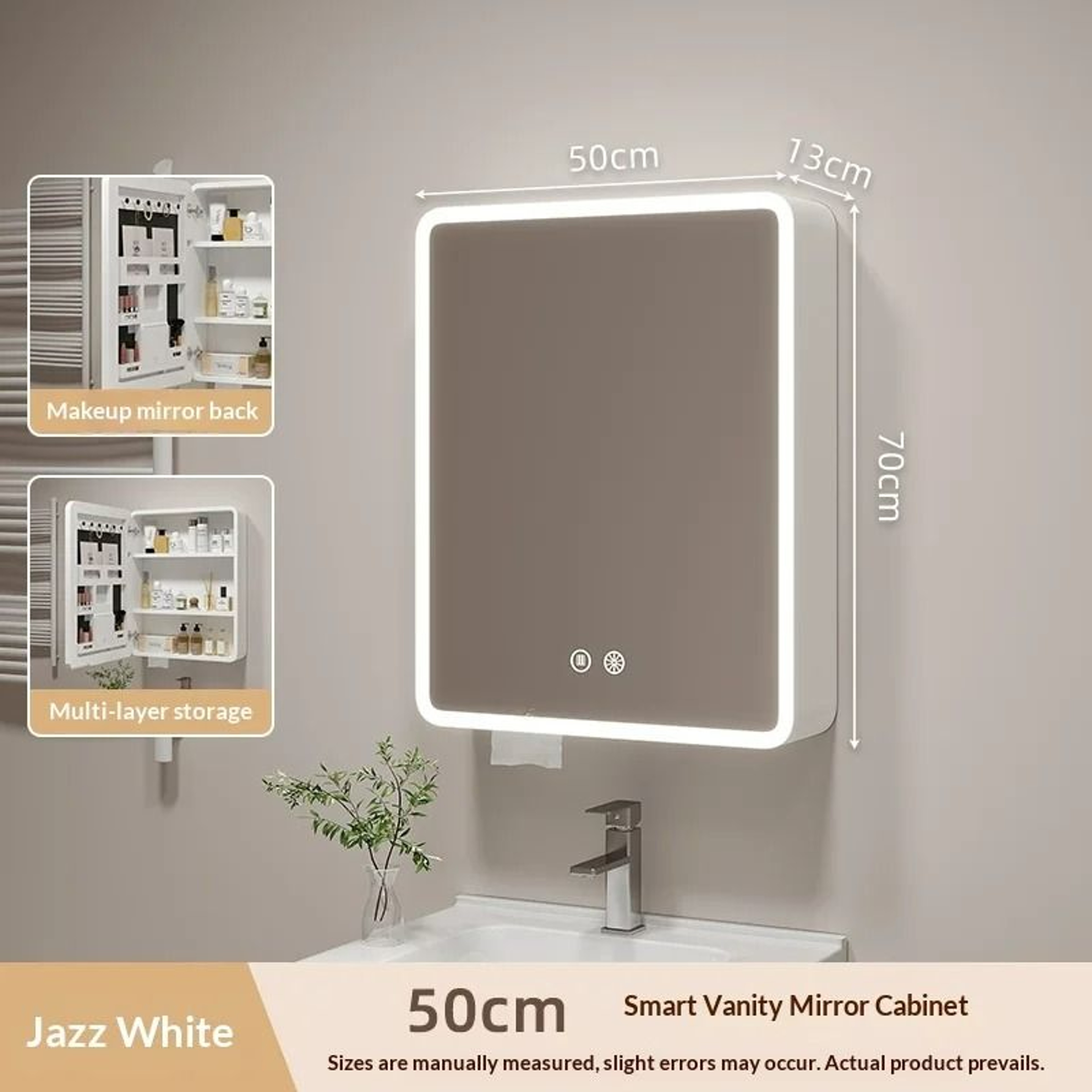 Smart LED Bathroom Vanity Mirror With Defogger  Dimmable Touch Control 7