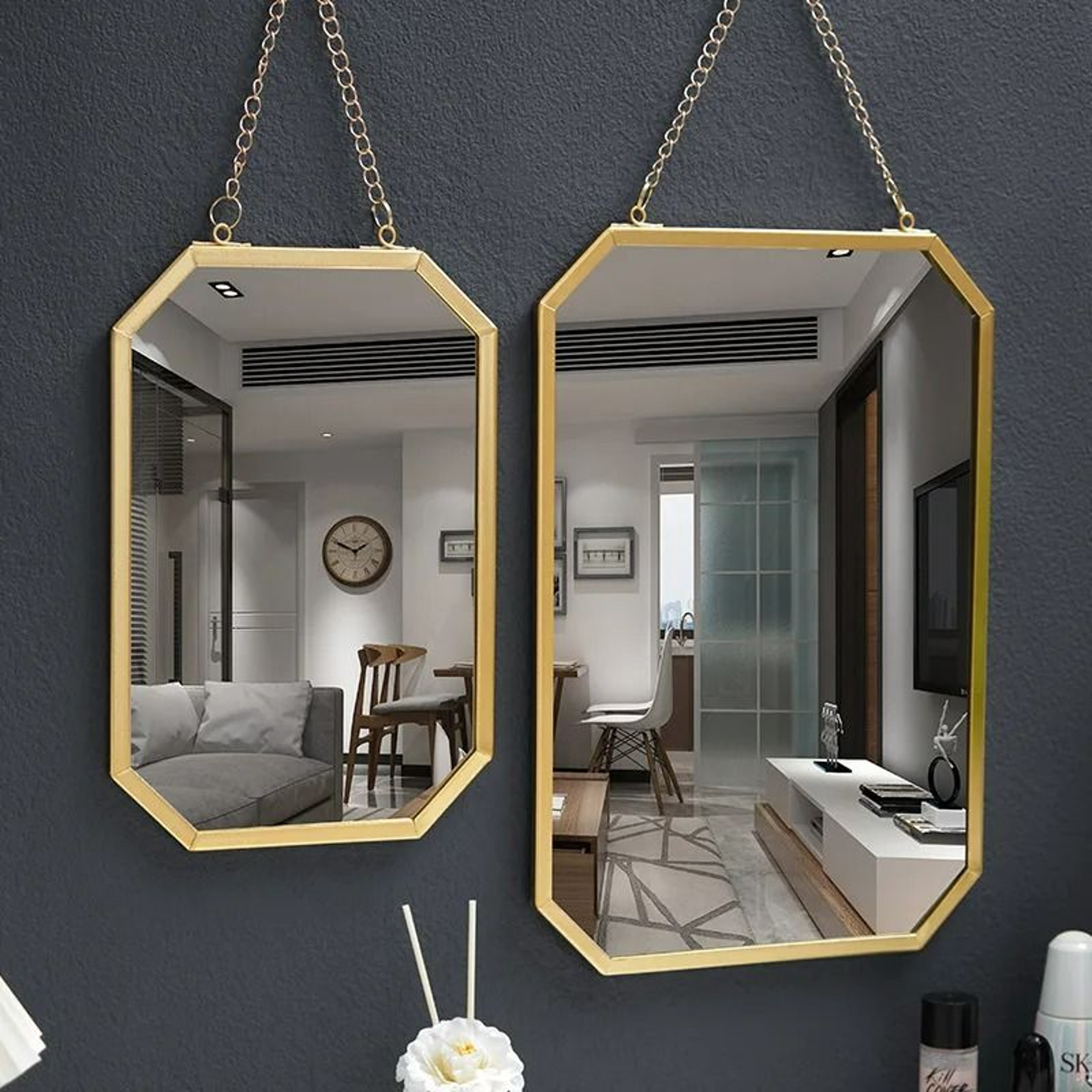 Nordic Iron Art Rectangular Wall Mirror 1