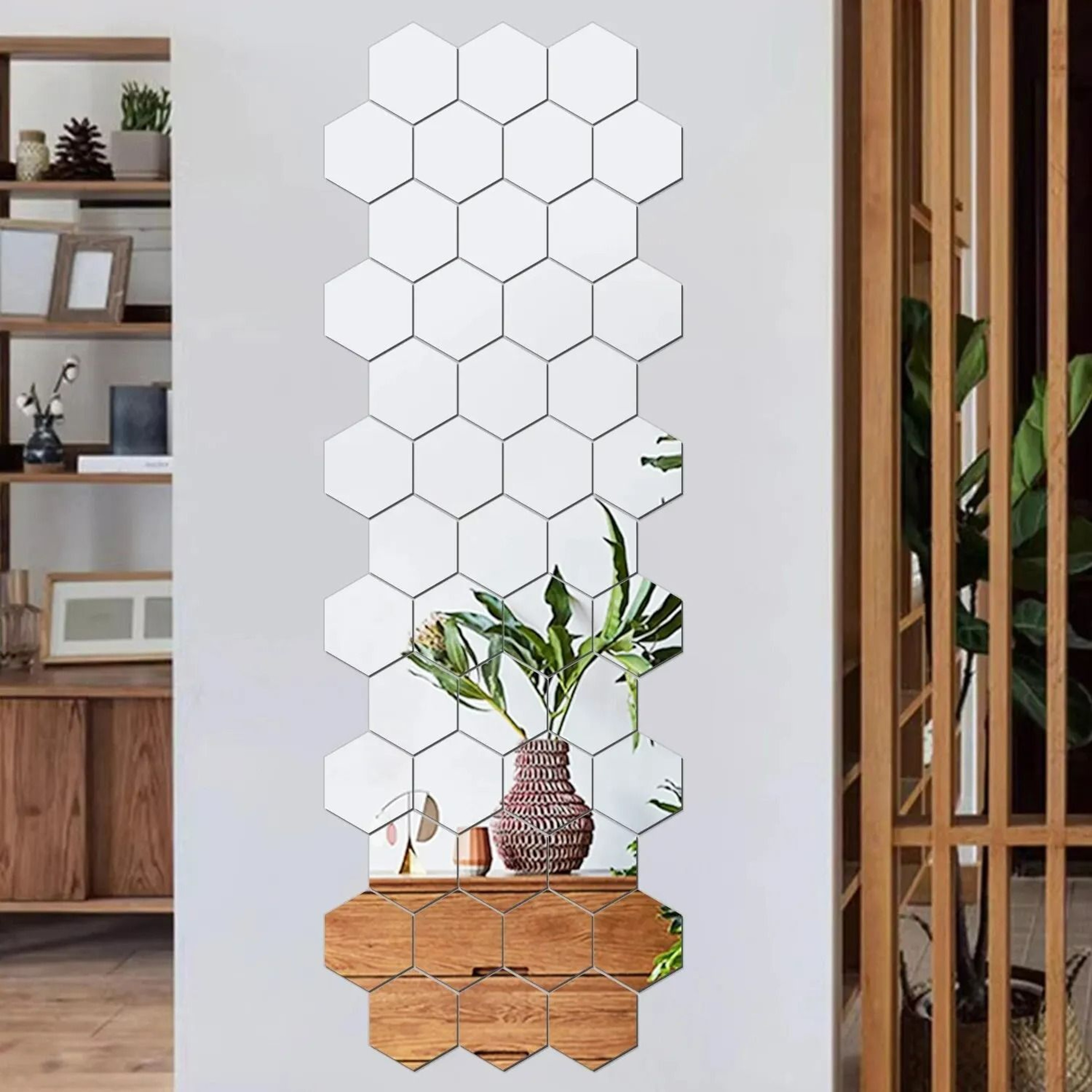 Geometric Hexagonal SelfAdhesive Acrylic Mirror Wall Stickers  Pack Of 12  1