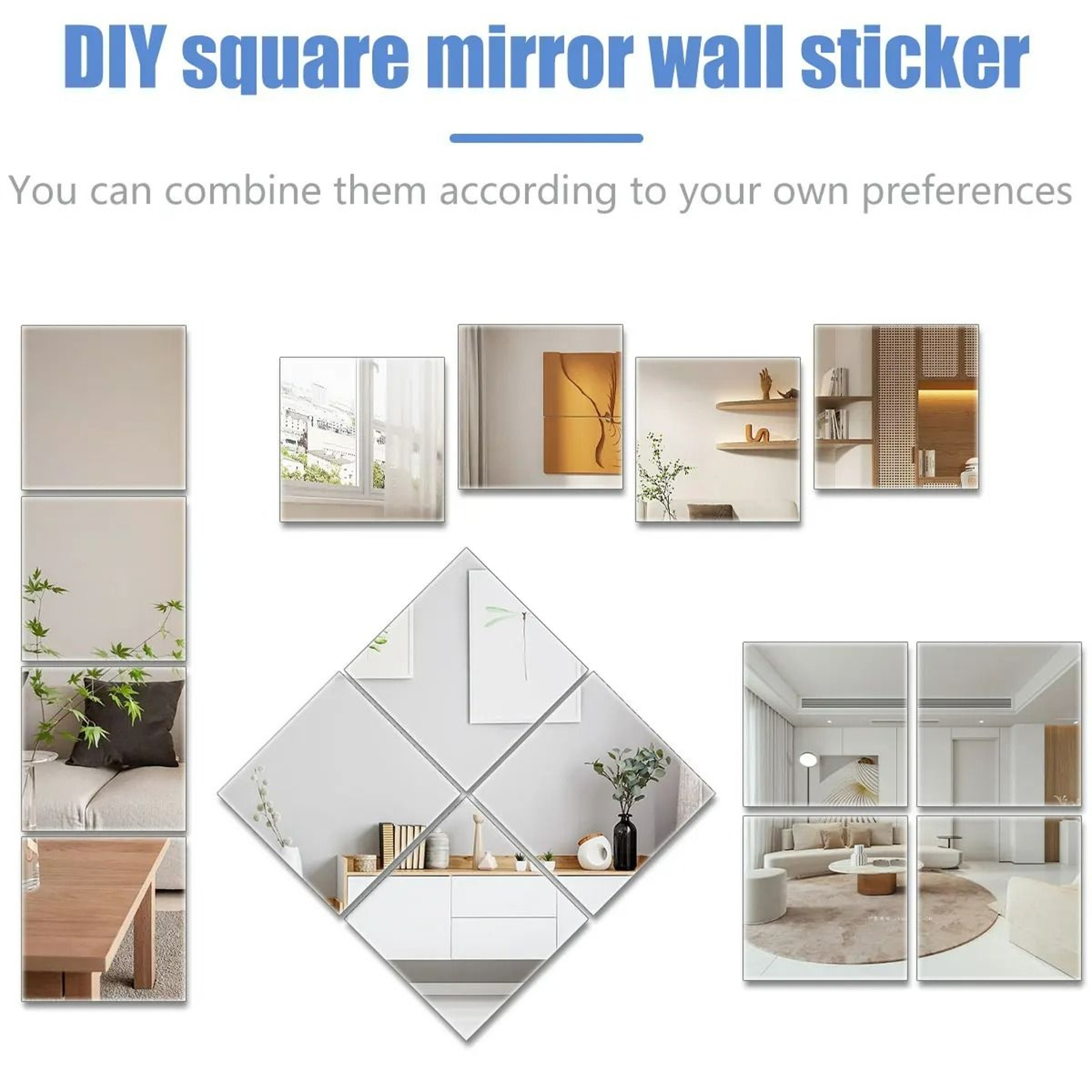 Thickened SelfAdhesive Flexible Acrylic Mirror Wall Tiles  Pack Of 10  6