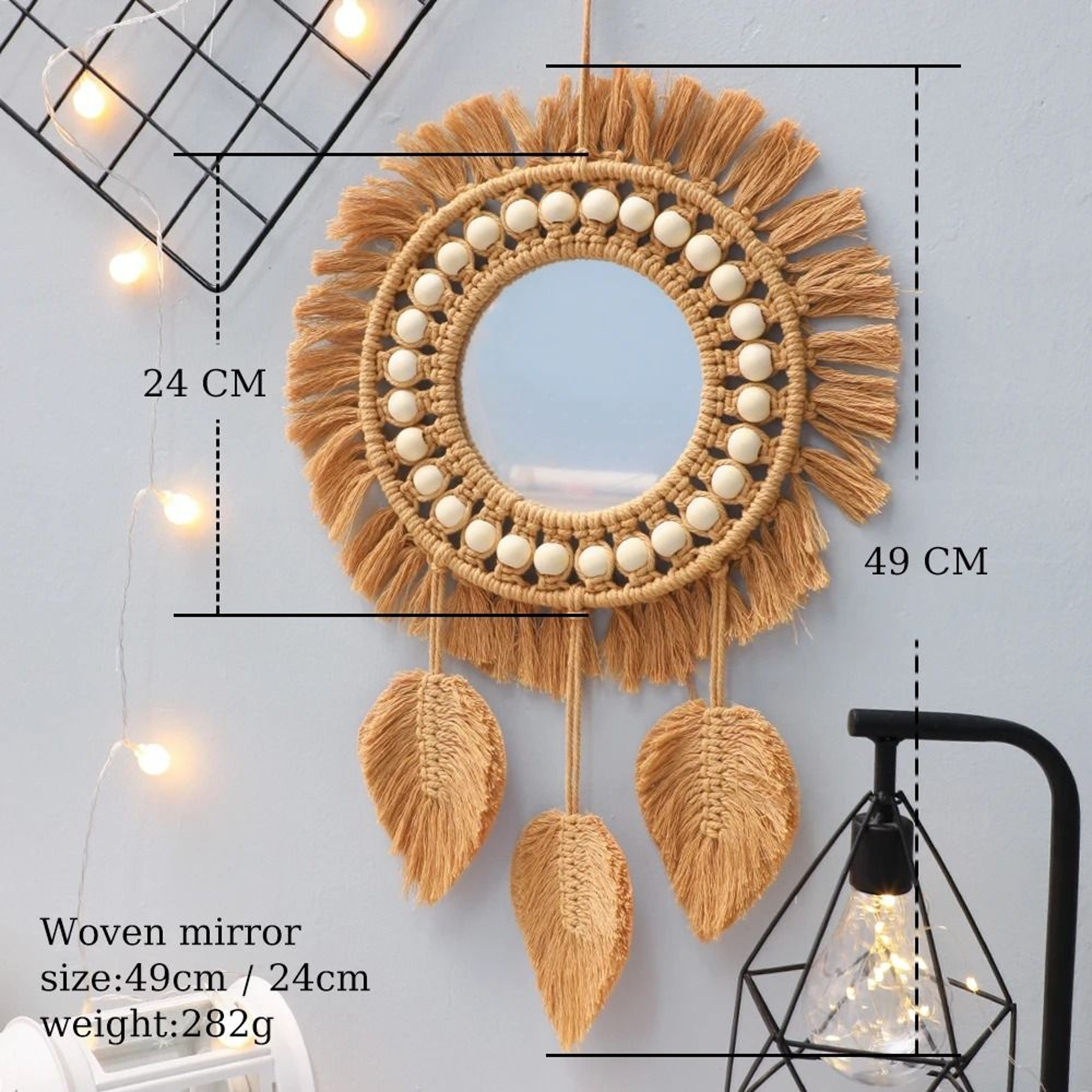 Boho HandWoven Round Macrame Wall Mirror 5