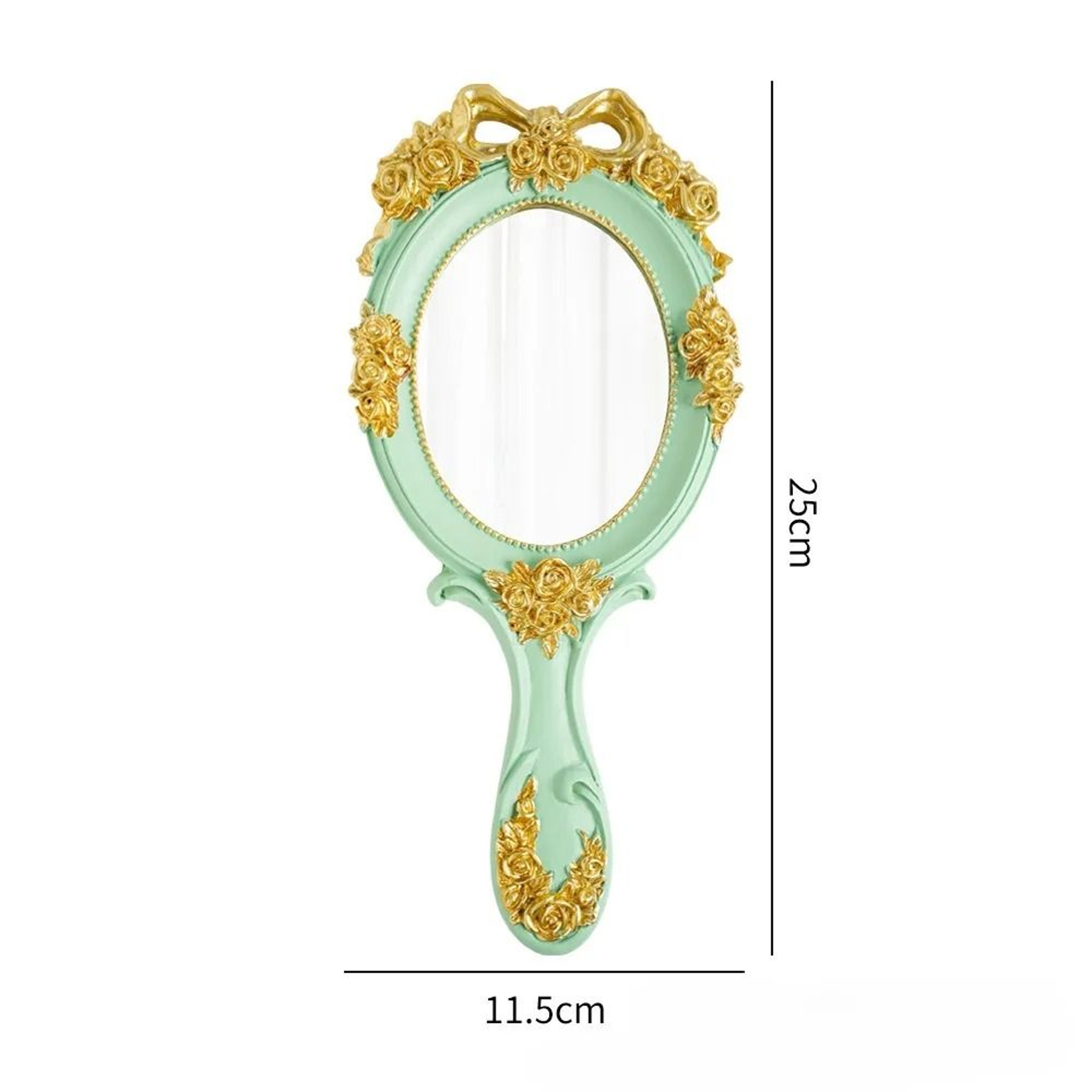 Vintage Embossed Rose Handheld Vanity Makeup Mirror 9