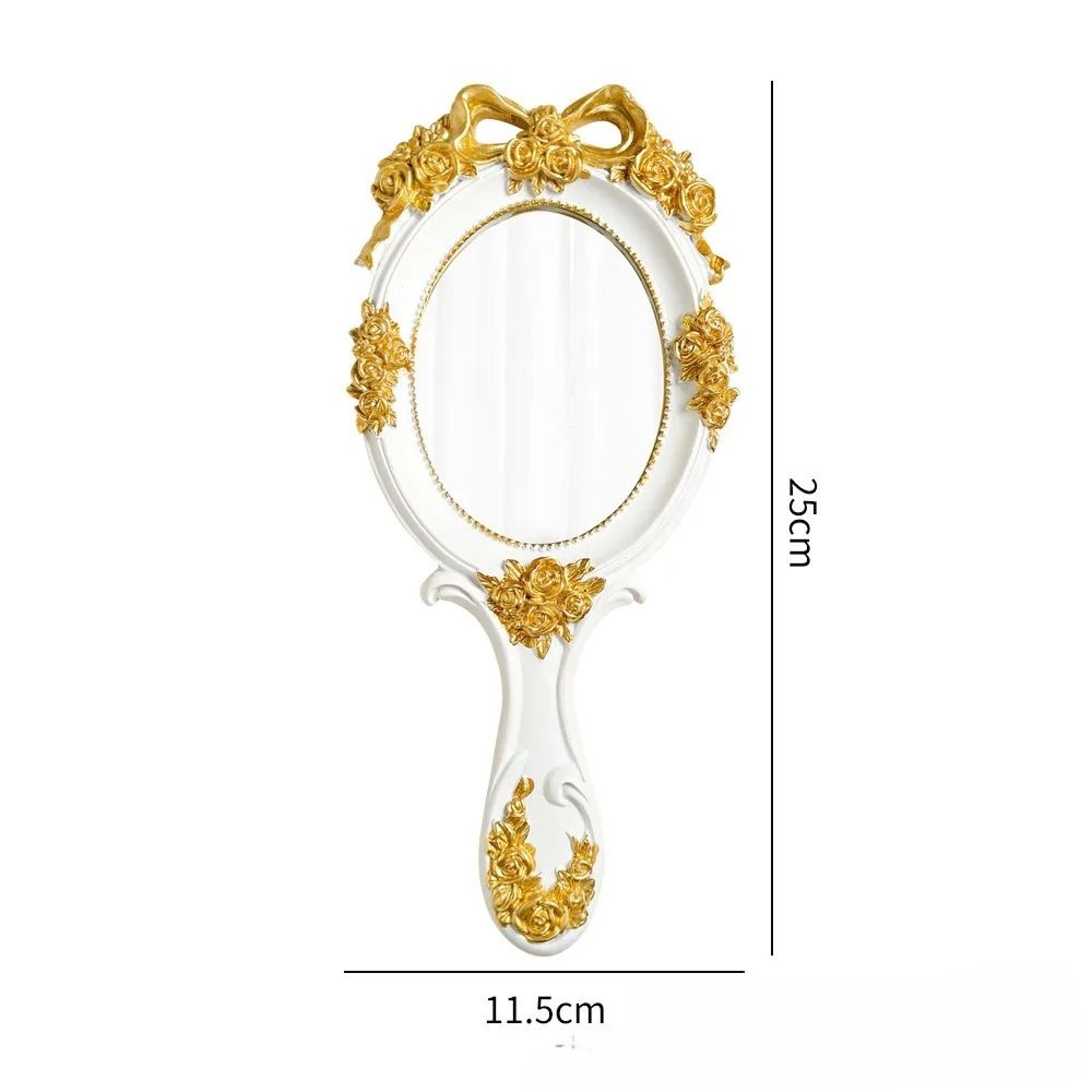 Vintage Embossed Rose Handheld Vanity Makeup Mirror 6