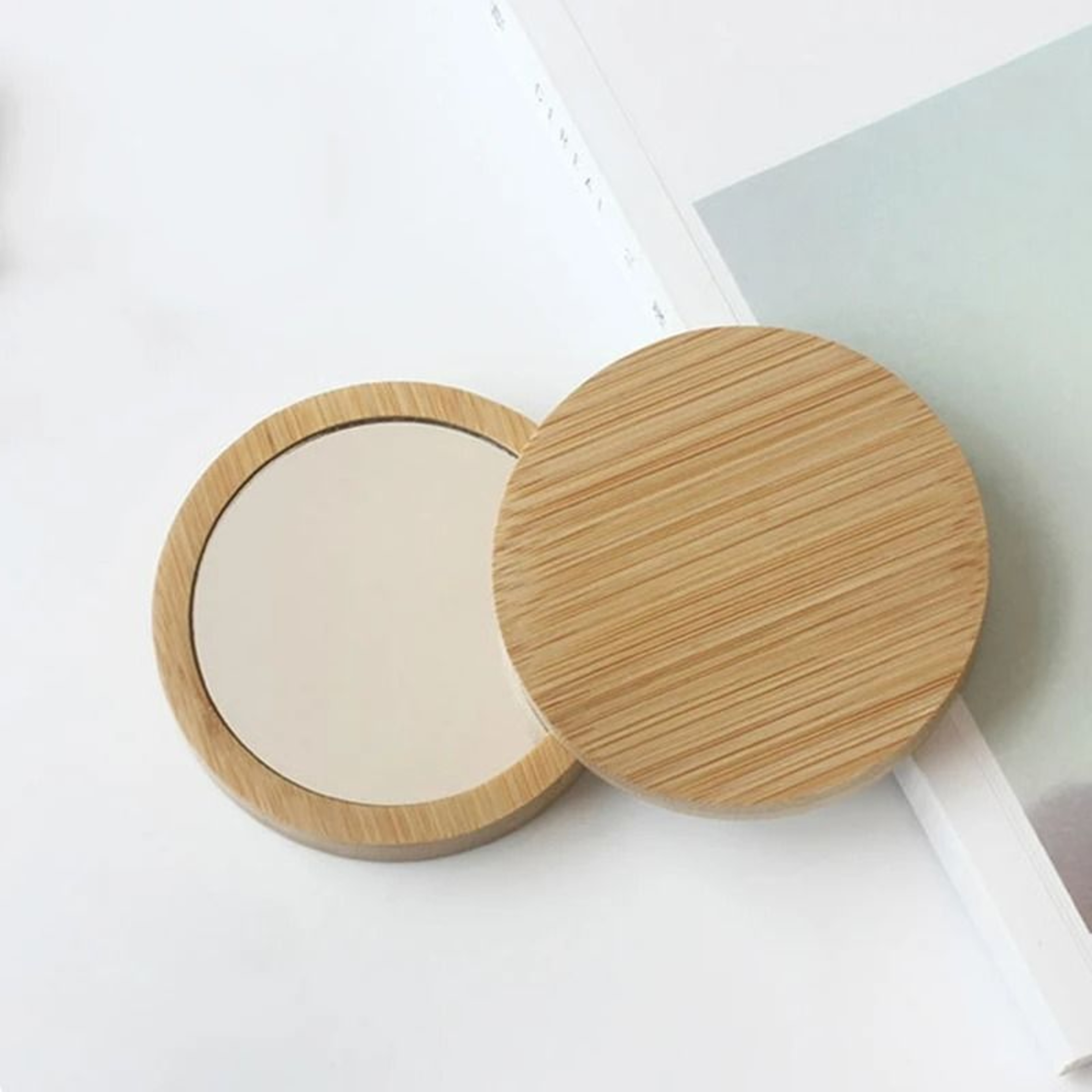 Natural Wooden Mini Pocket Compact Mirrors  Pack Of 10  3