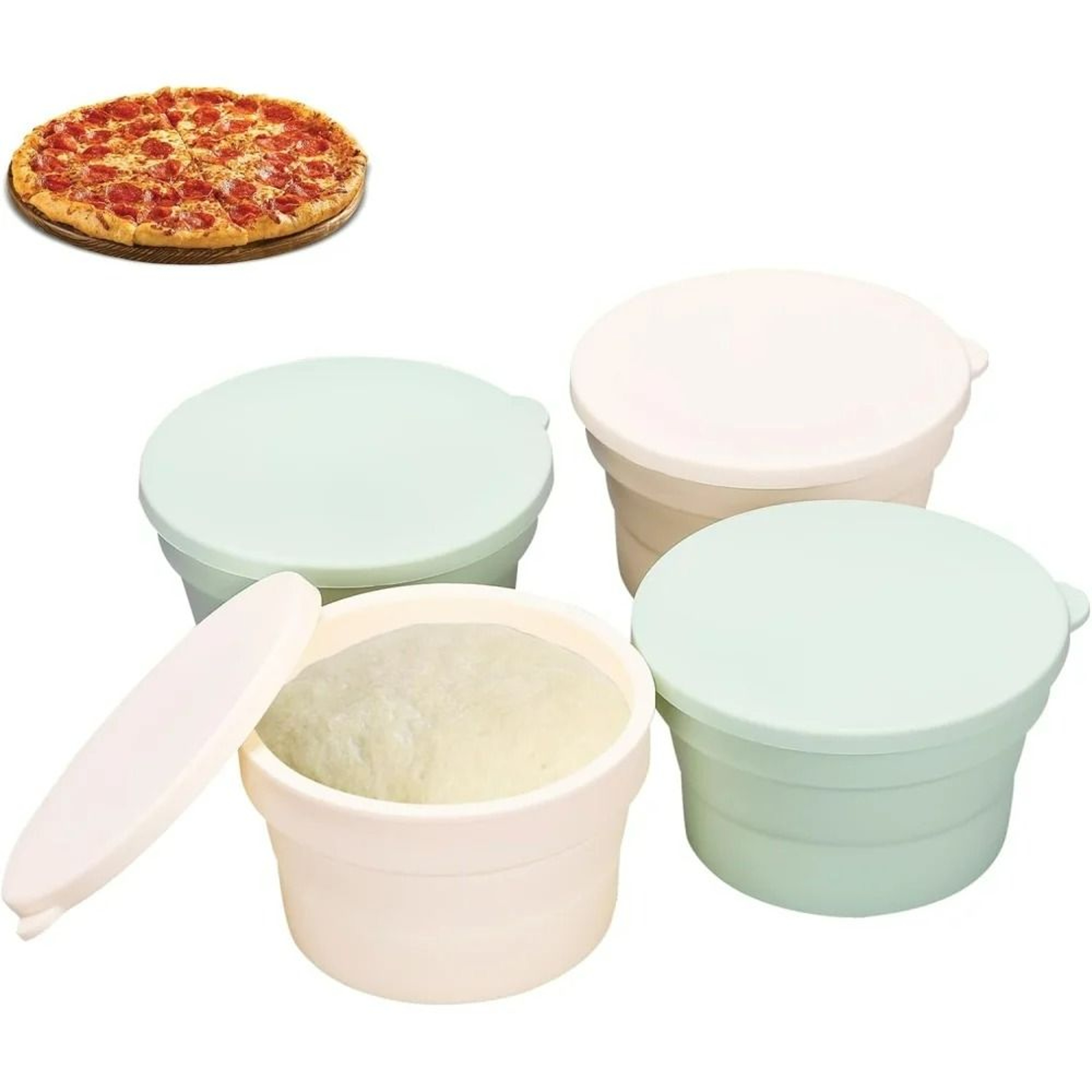 Foldable NonStick Silicone Pizza  Bread Dough Proofing Boxes With Lids  Pack Of 2  1