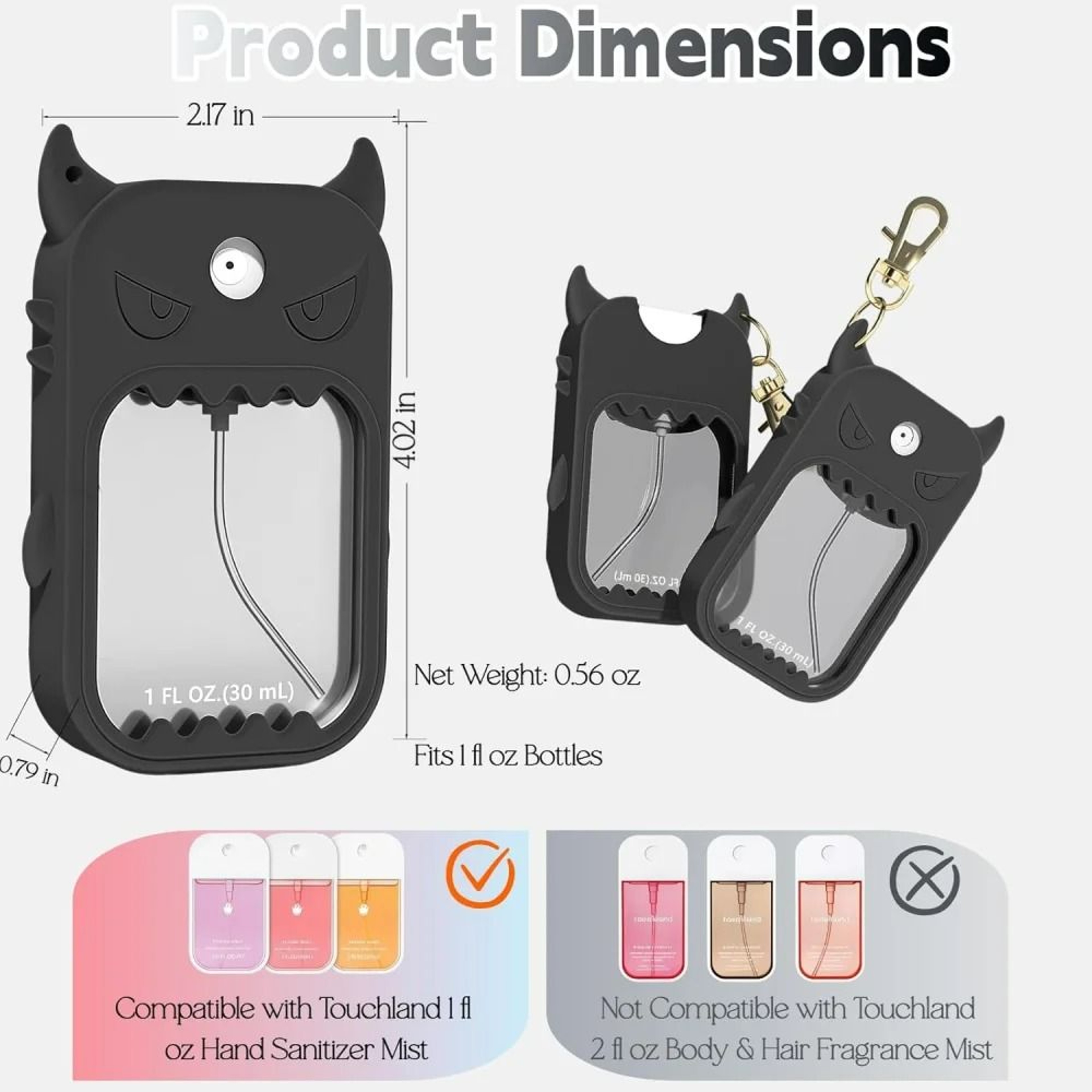 Protective Silicone Case With Keychain For Touchland Hand Sanitizer 10 Fl Oz  30 Ml 4