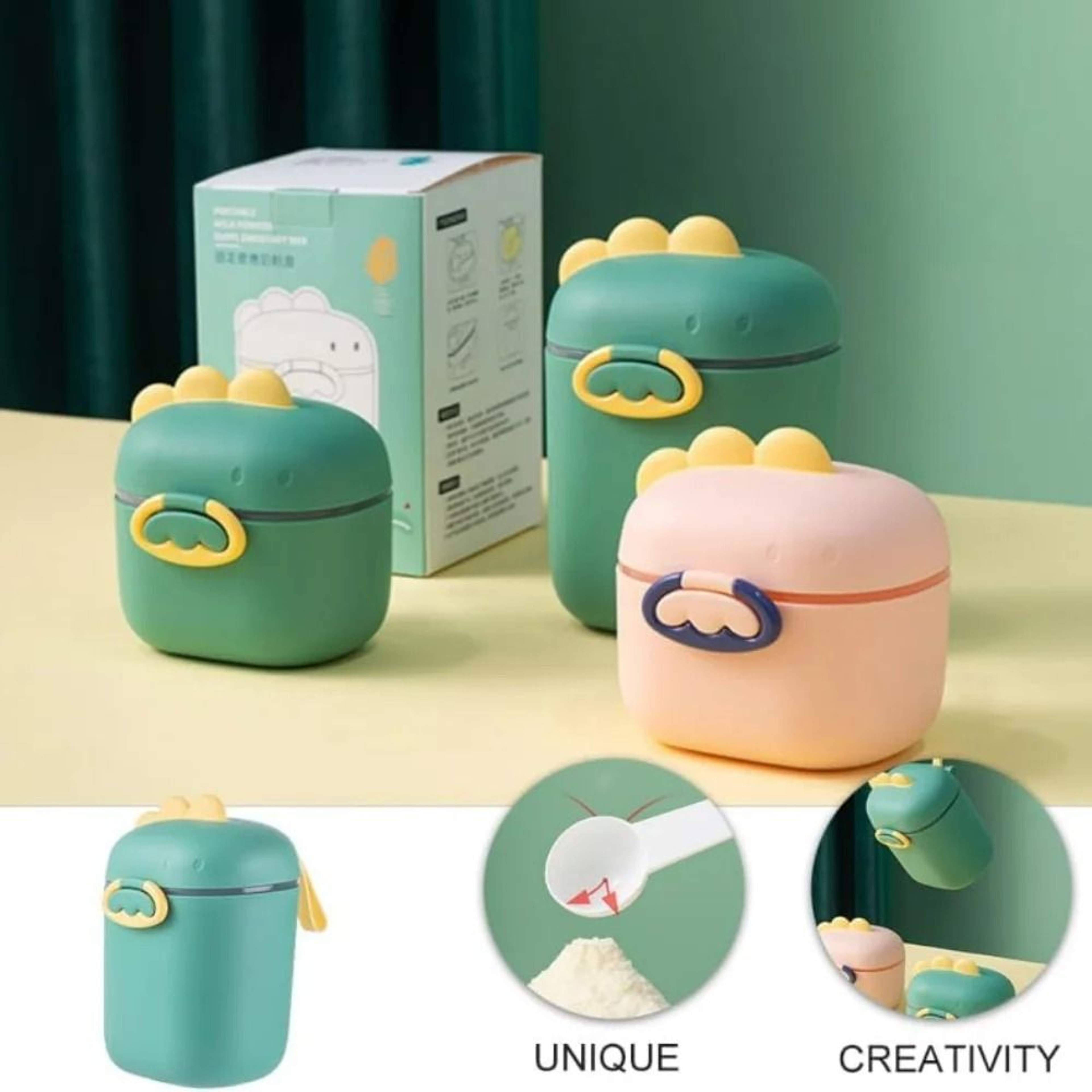 Dinosaur Portable Infant Formula  Snack Container With Scoop 0