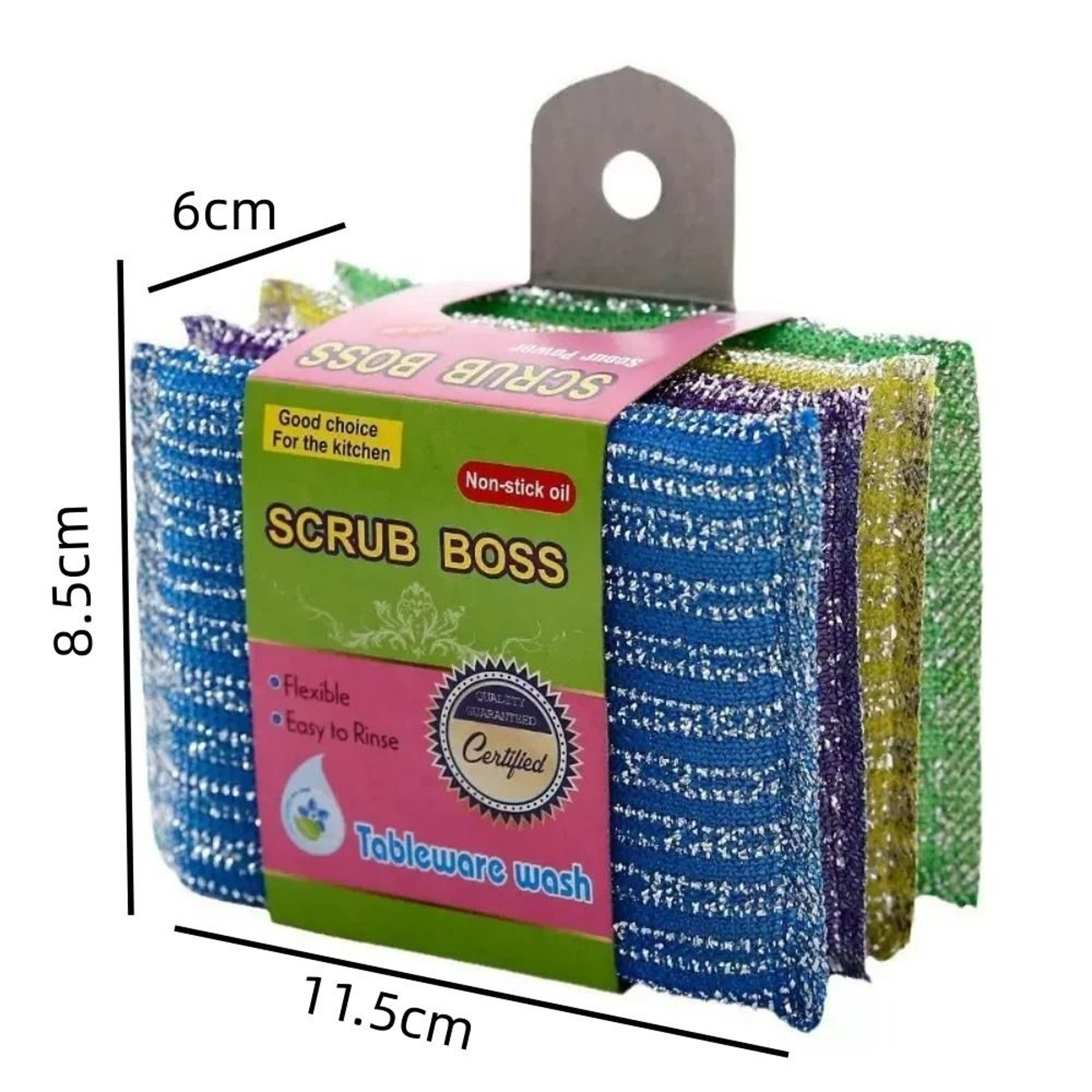 DoubleSided Steel Wire Sponge Scouring Pads  Pack Of 12  Assorted Colors  2