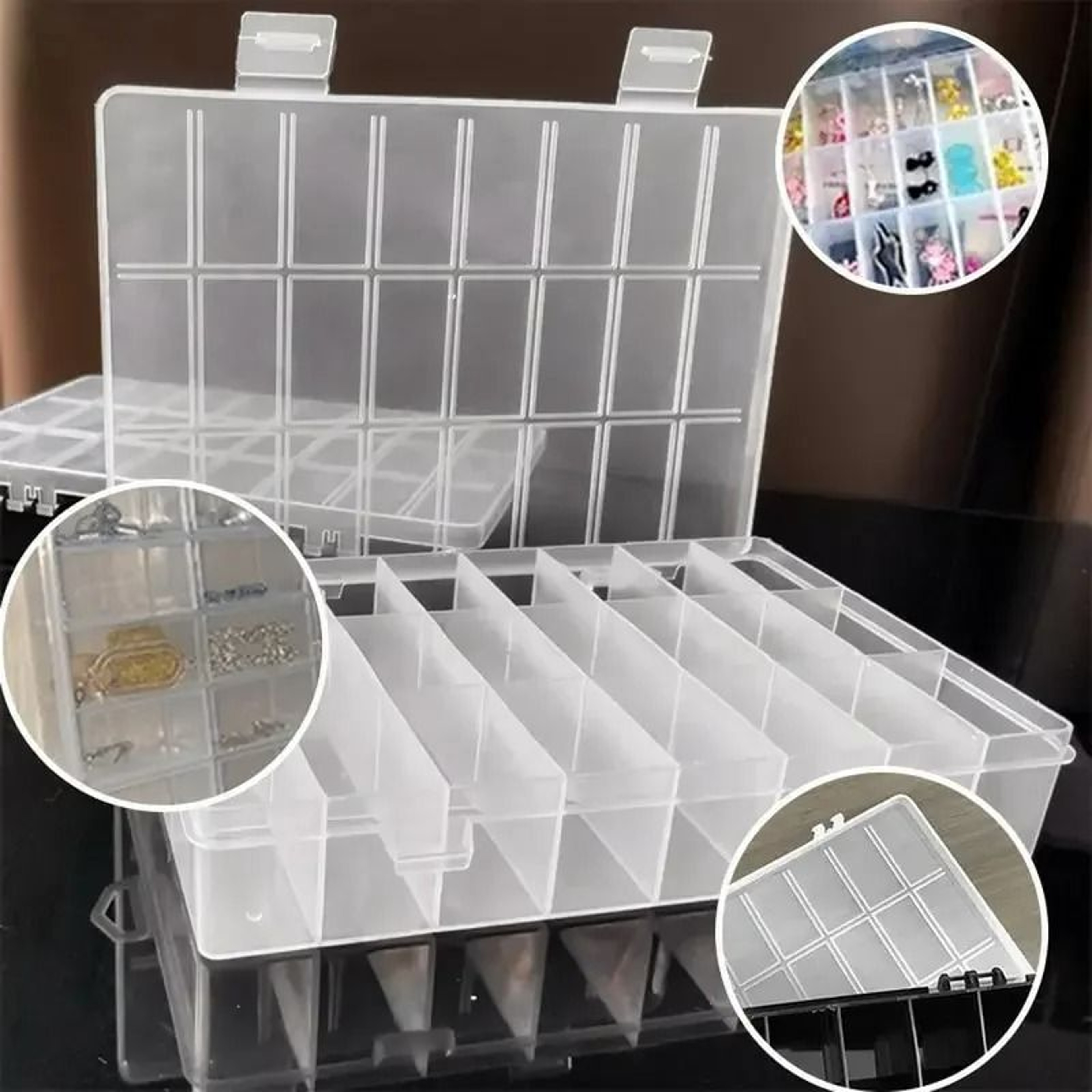 24Grid Plastic Compartment Storage Box  Organizer Container 0