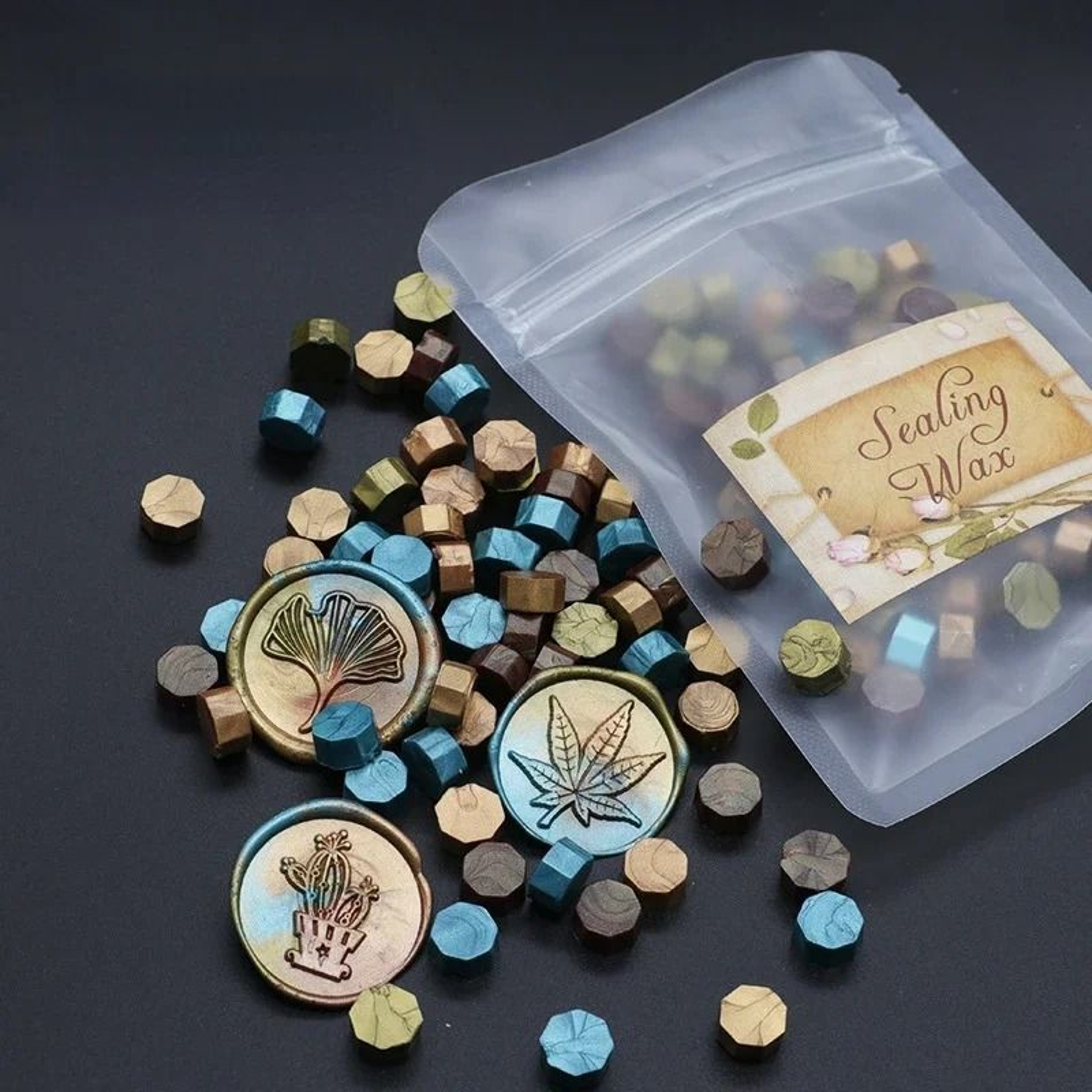 100 Piece Retro Sealing Wax Beads Octagon Stamp Wax For Vintage Invitations 18