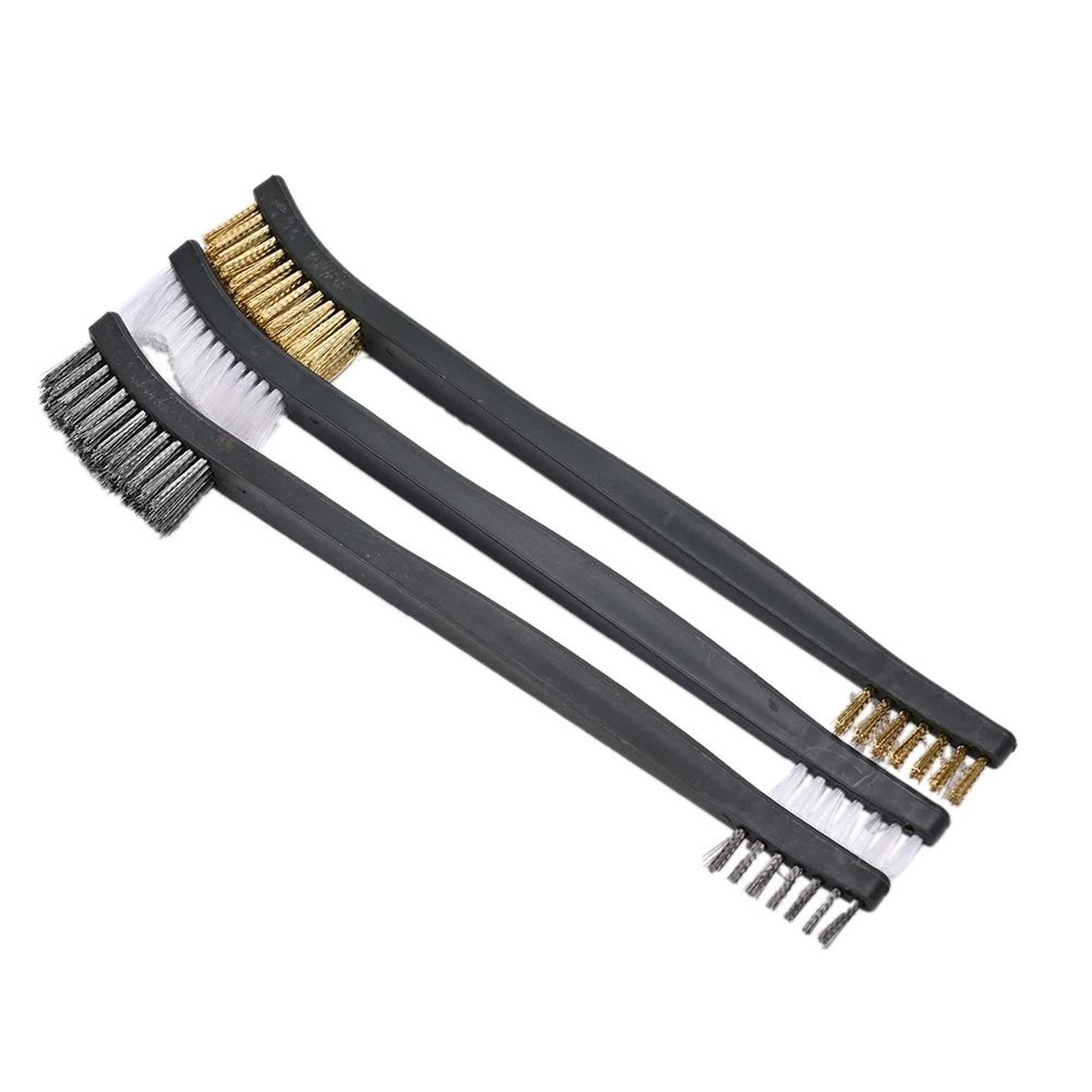 3 Piece Mini Wire Brush Set With Stainless Steel Brass And Nylon Bristles 0