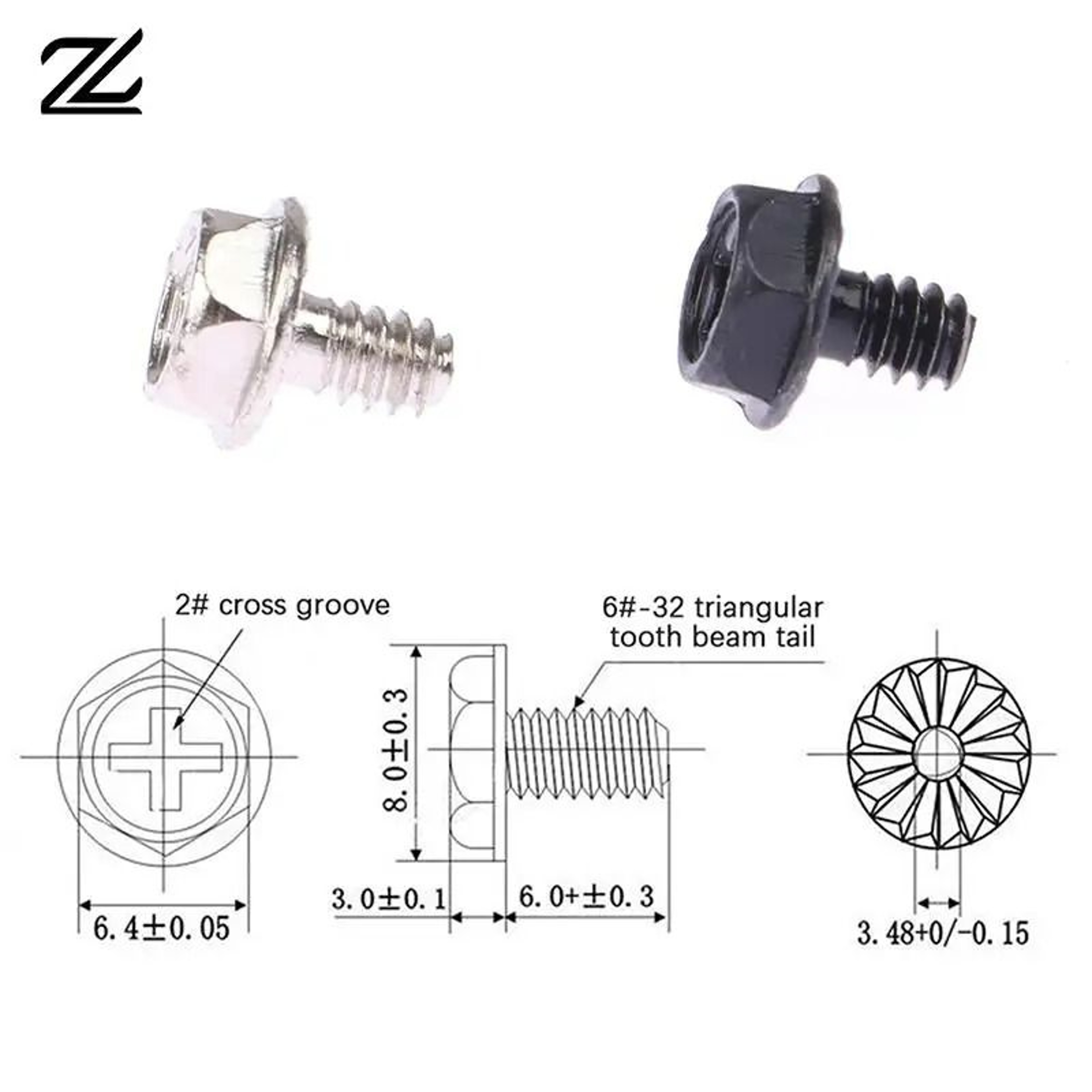 100 Piece Toothed Hex Head Computer PC Case Motherboard Mounting Screws 1