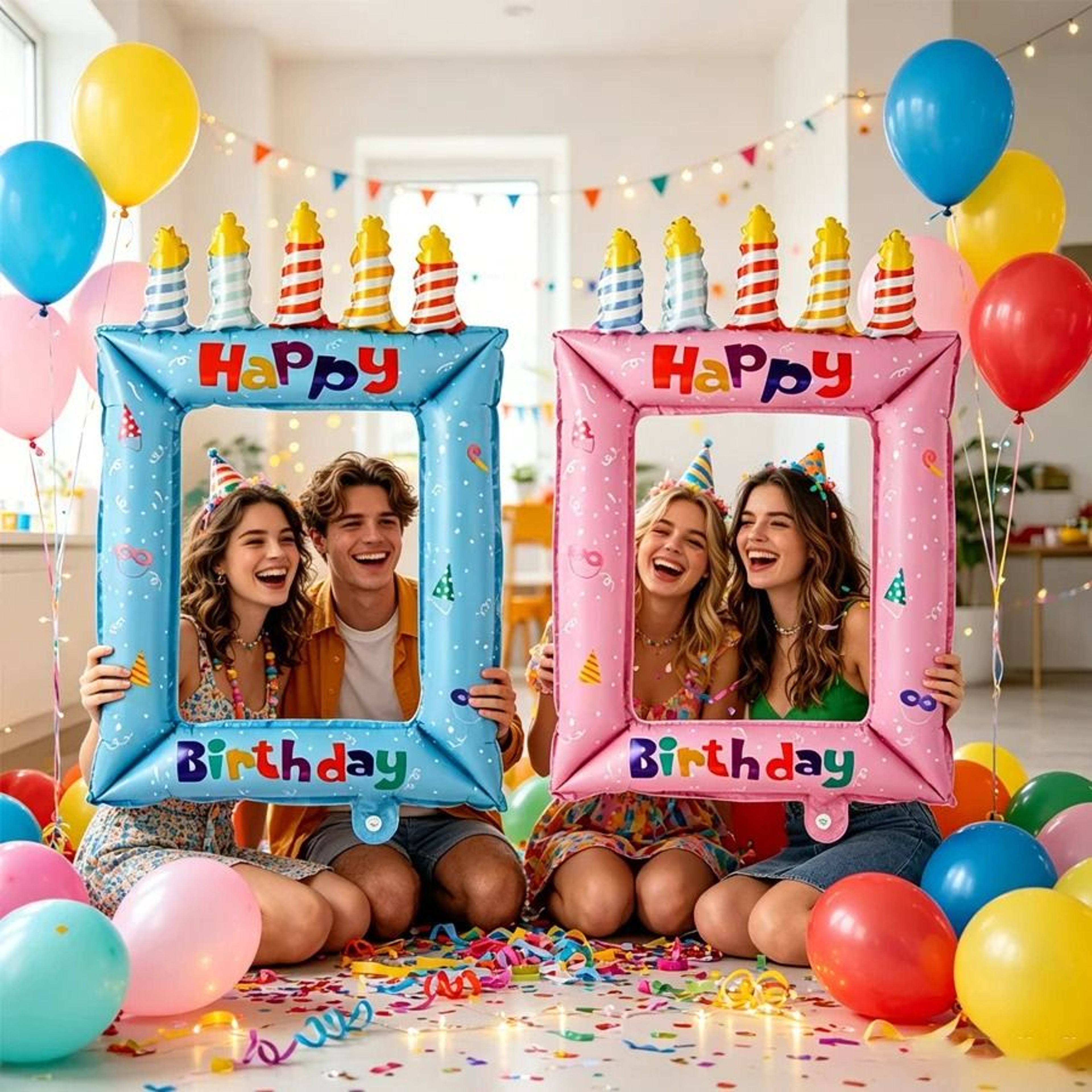 Princess Theme Inflatable Foil Balloon Photo Frame For Selfie Party Backdrop 2