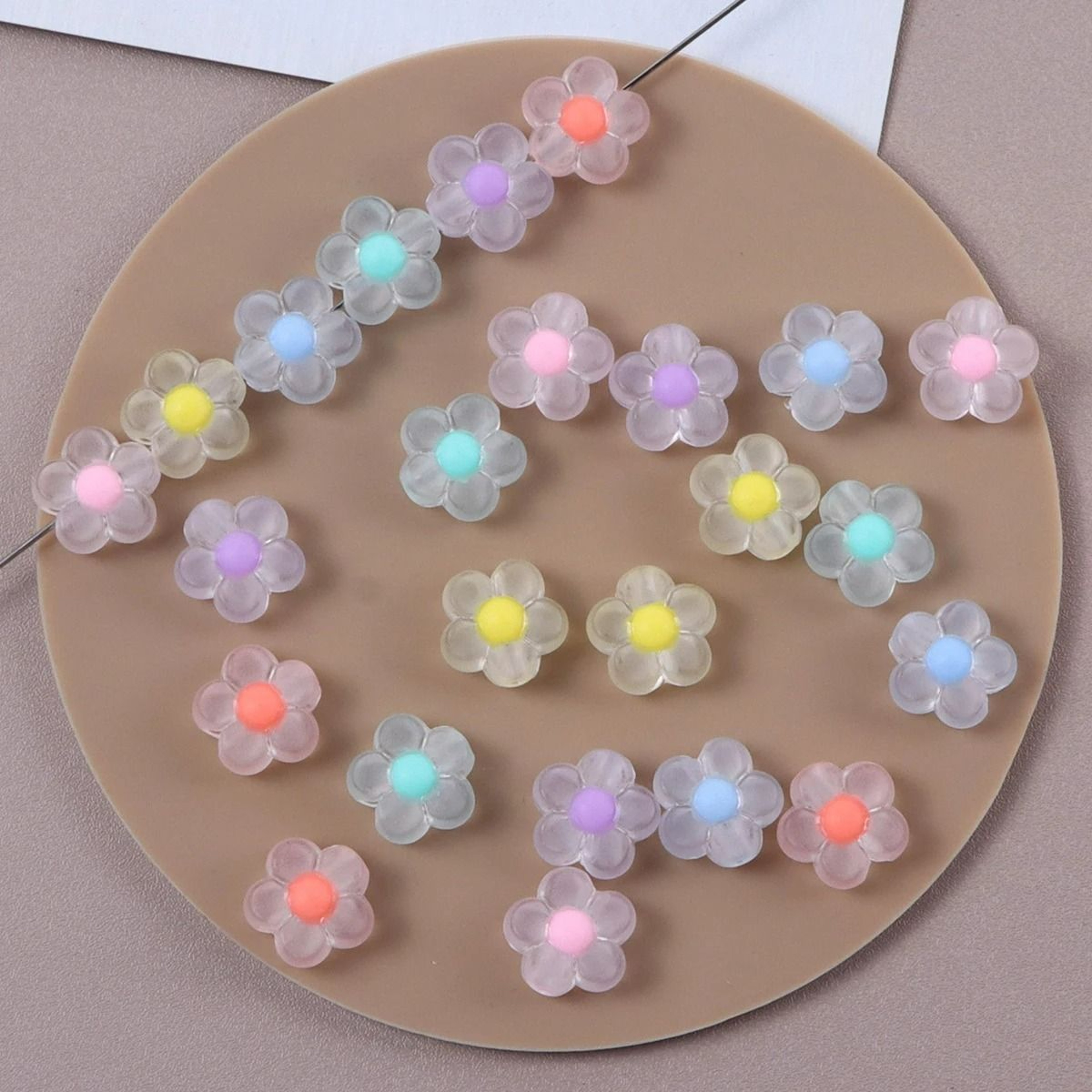 100 Piece 047 In Matte Transparent Flower Acrylic Spacer Beads For DIY Jewelry 5