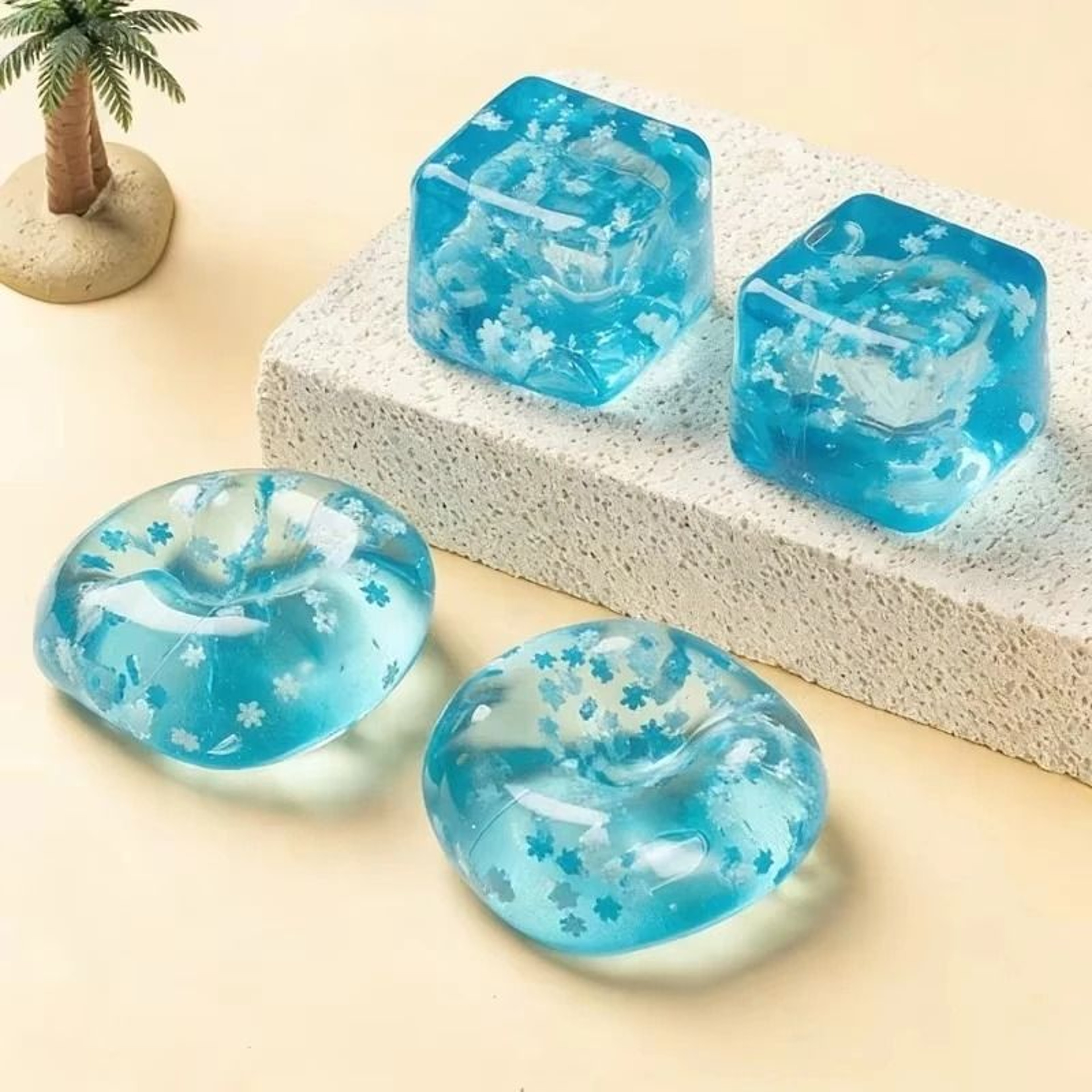 3 Piece Slow Rising Squishy Snowflake Ice Cube Sensory Fidget Toy Set 4