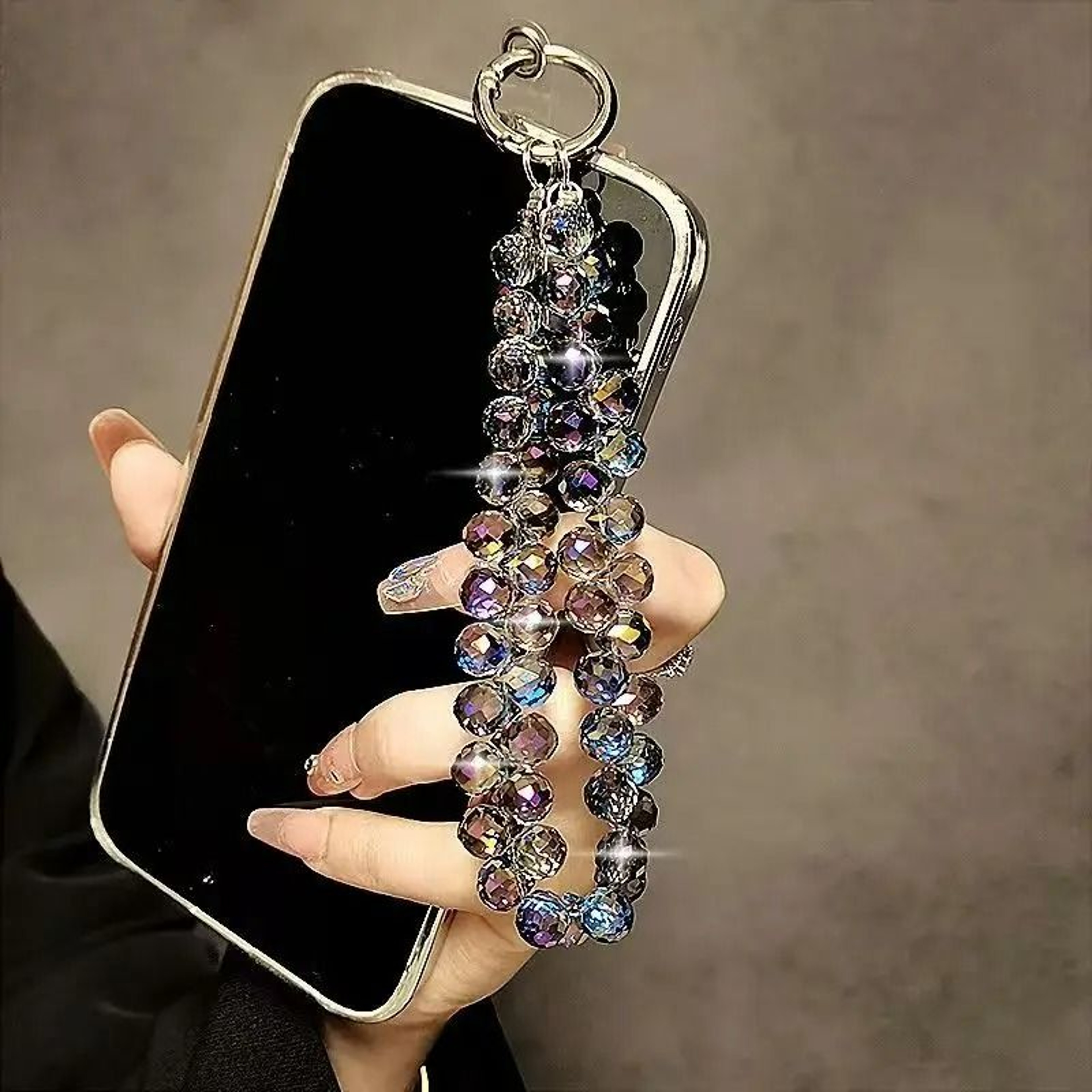 Luxury Sparkling Diamond Crystal Bead Phone Charm Wrist Strap With Universal Tether Tab 2