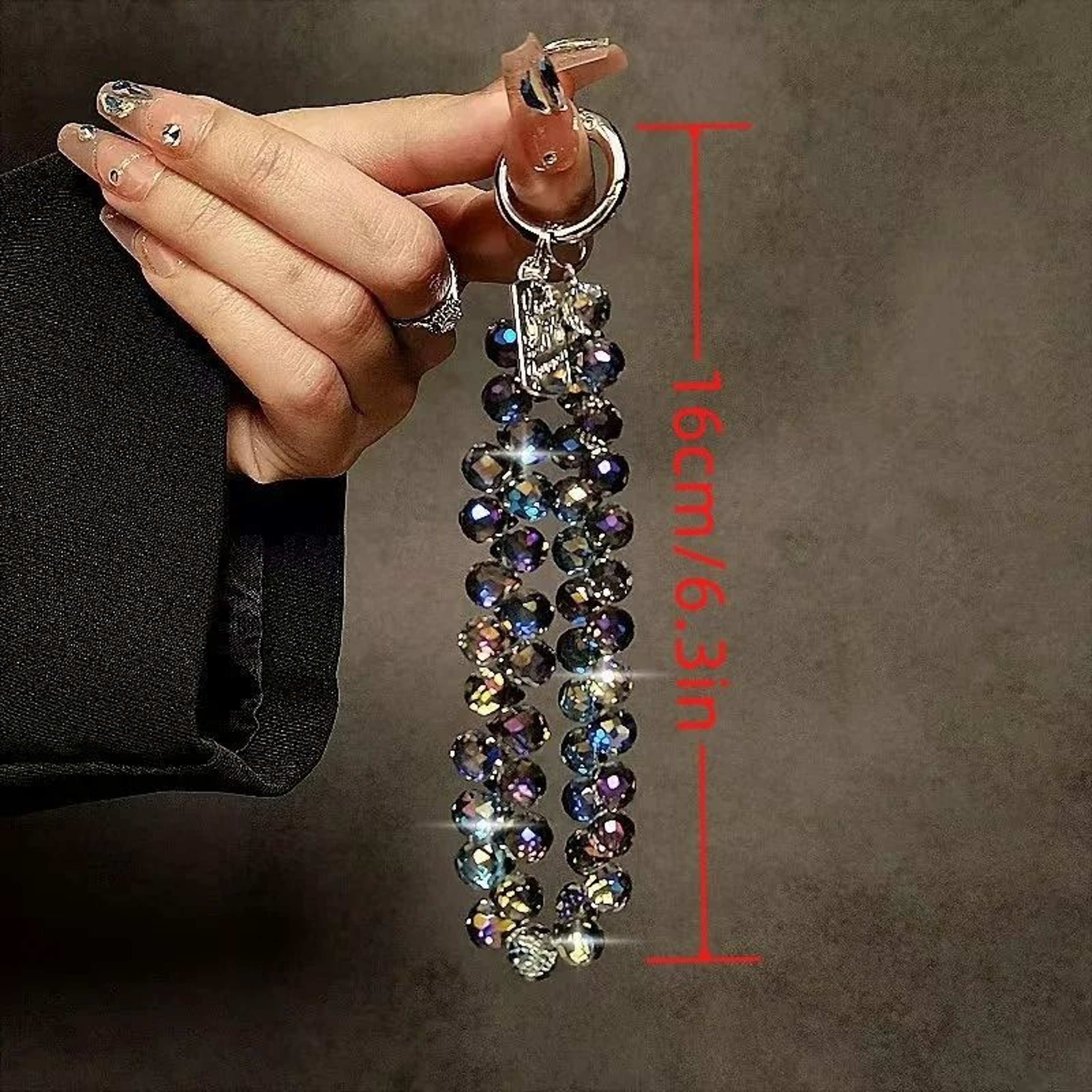 Luxury Sparkling Diamond Crystal Bead Phone Charm Wrist Strap With Universal Tether Tab 5