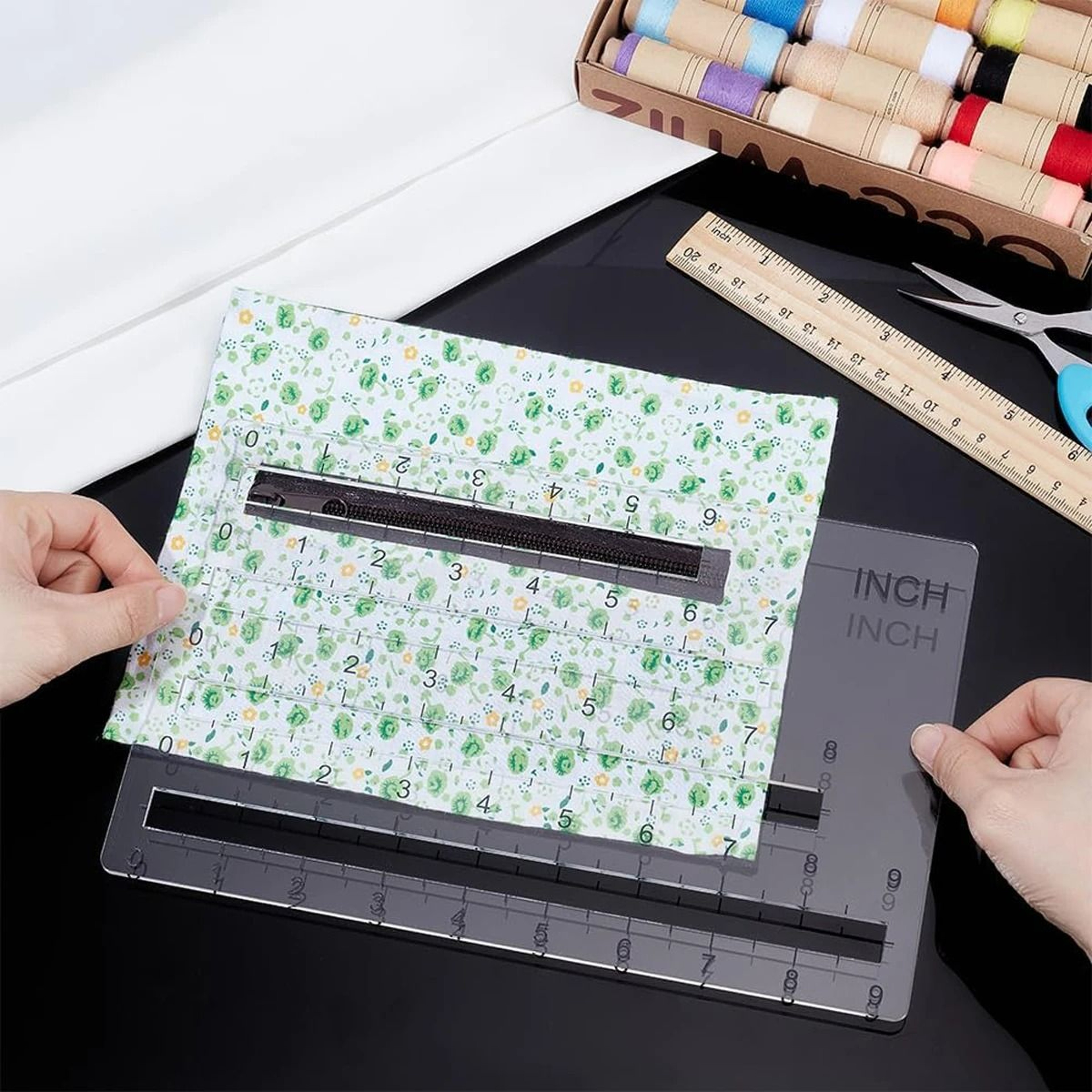 Transparent Acrylic Pocket Sewing Ruler Template Set For DIY Bag Making  Quilting 2